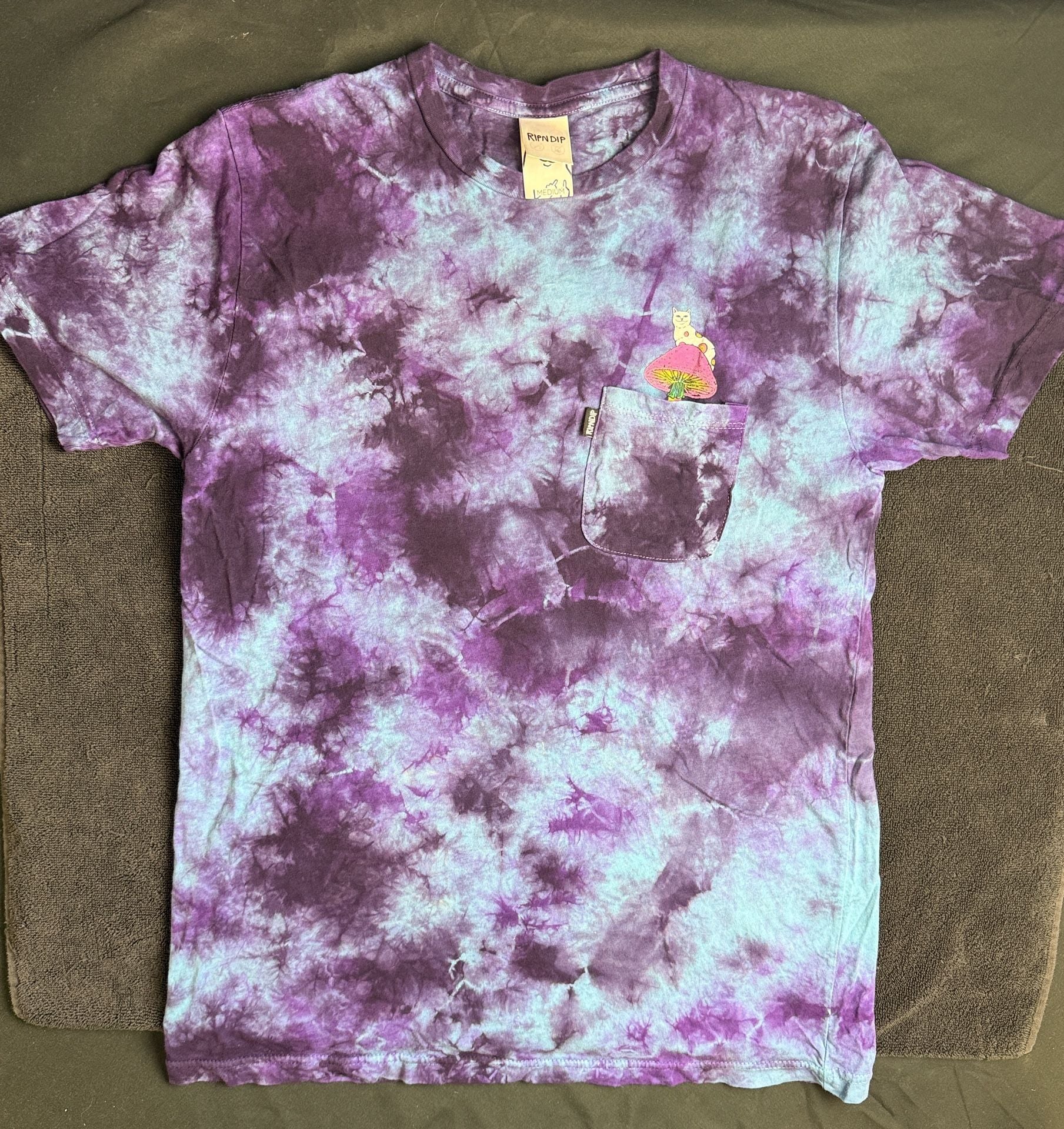 RIPNDIP Psychedelic Nermal Pocket T-Shirt Size Medium Purple Tie Dye Tee 2