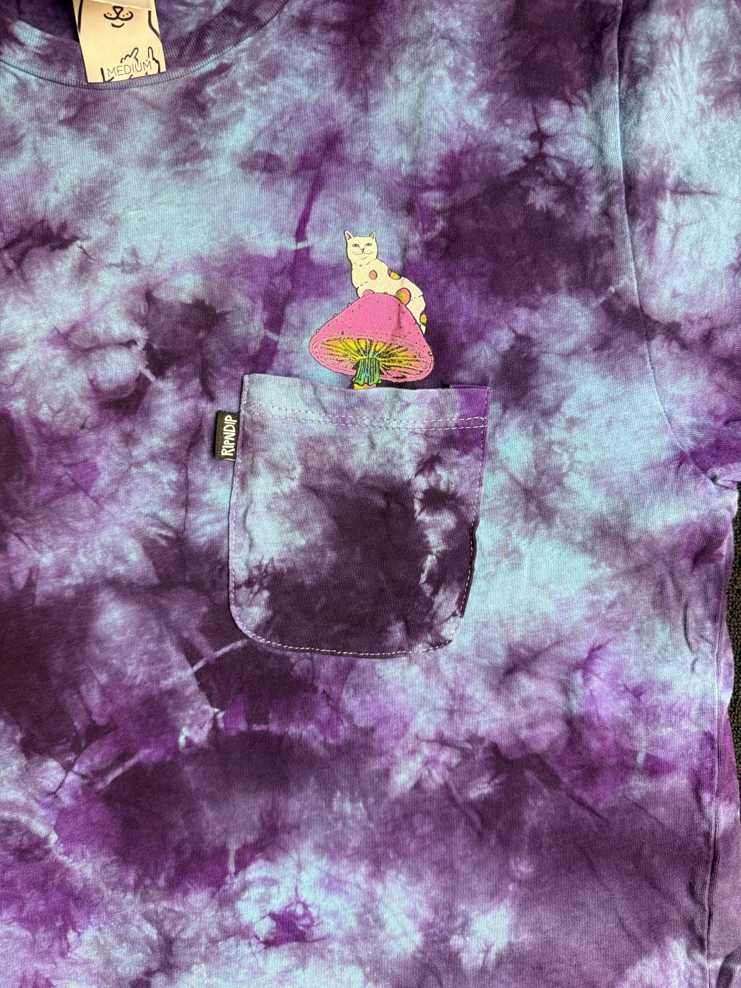 RIPNDIP Psychedelic Nermal Pocket T-Shirt Size Medium Purple Tie Dye Tee 3