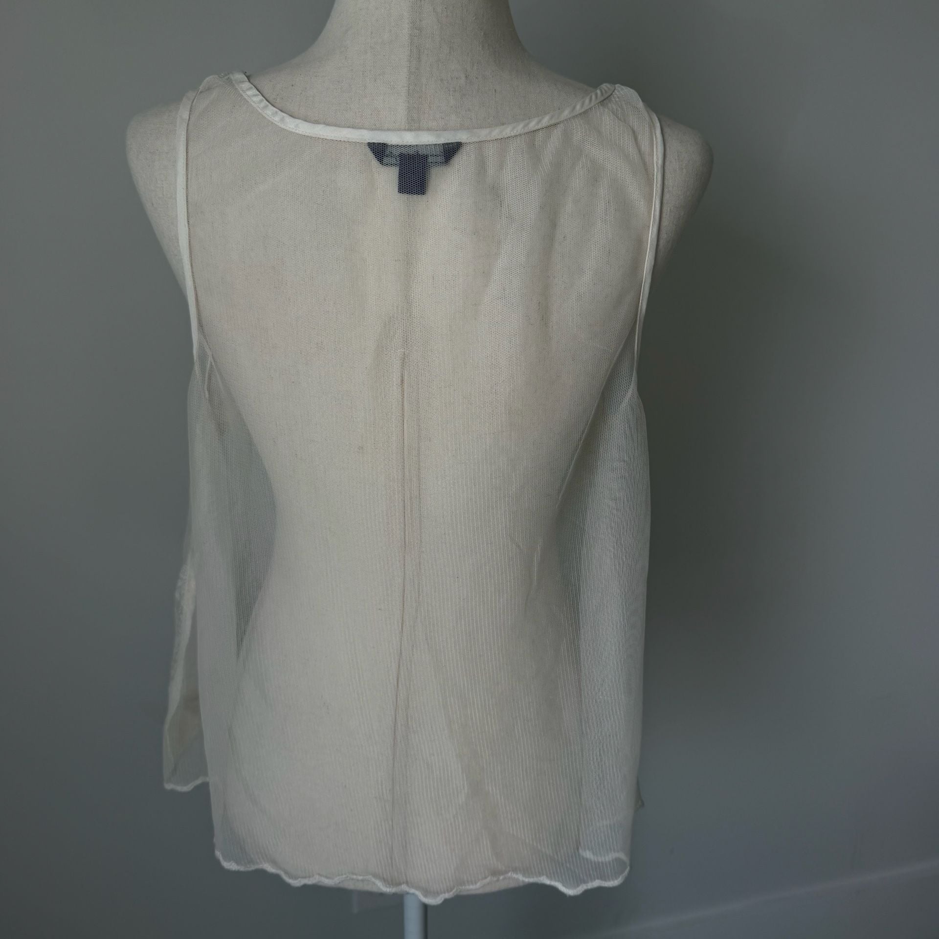 American Eagle Outfitters Sheer Mesh Tank Top Size XL/TG White Floral 3