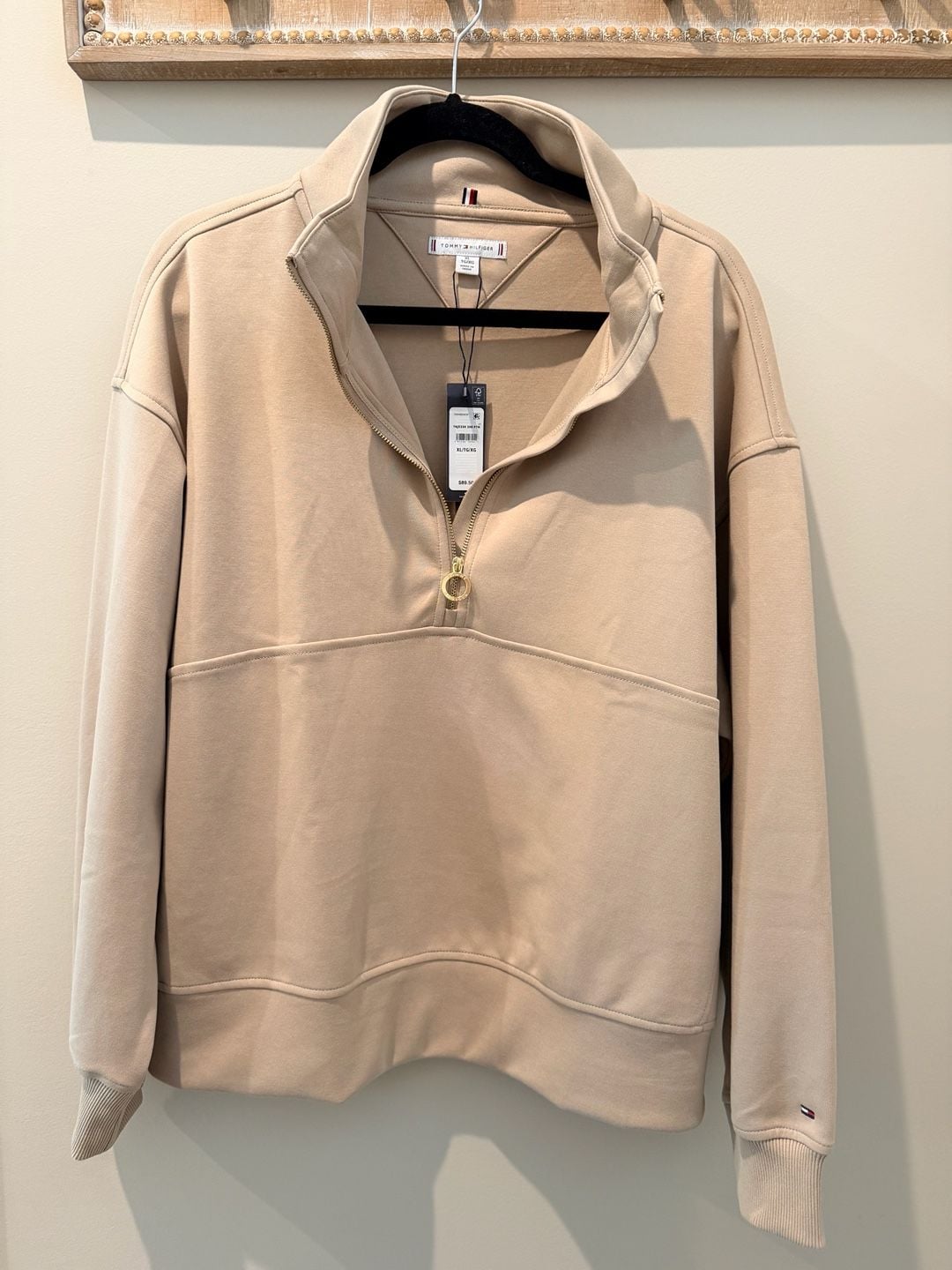 Tommy Hilfiger Half-Zip Sweatshirt Size XL Beige 2