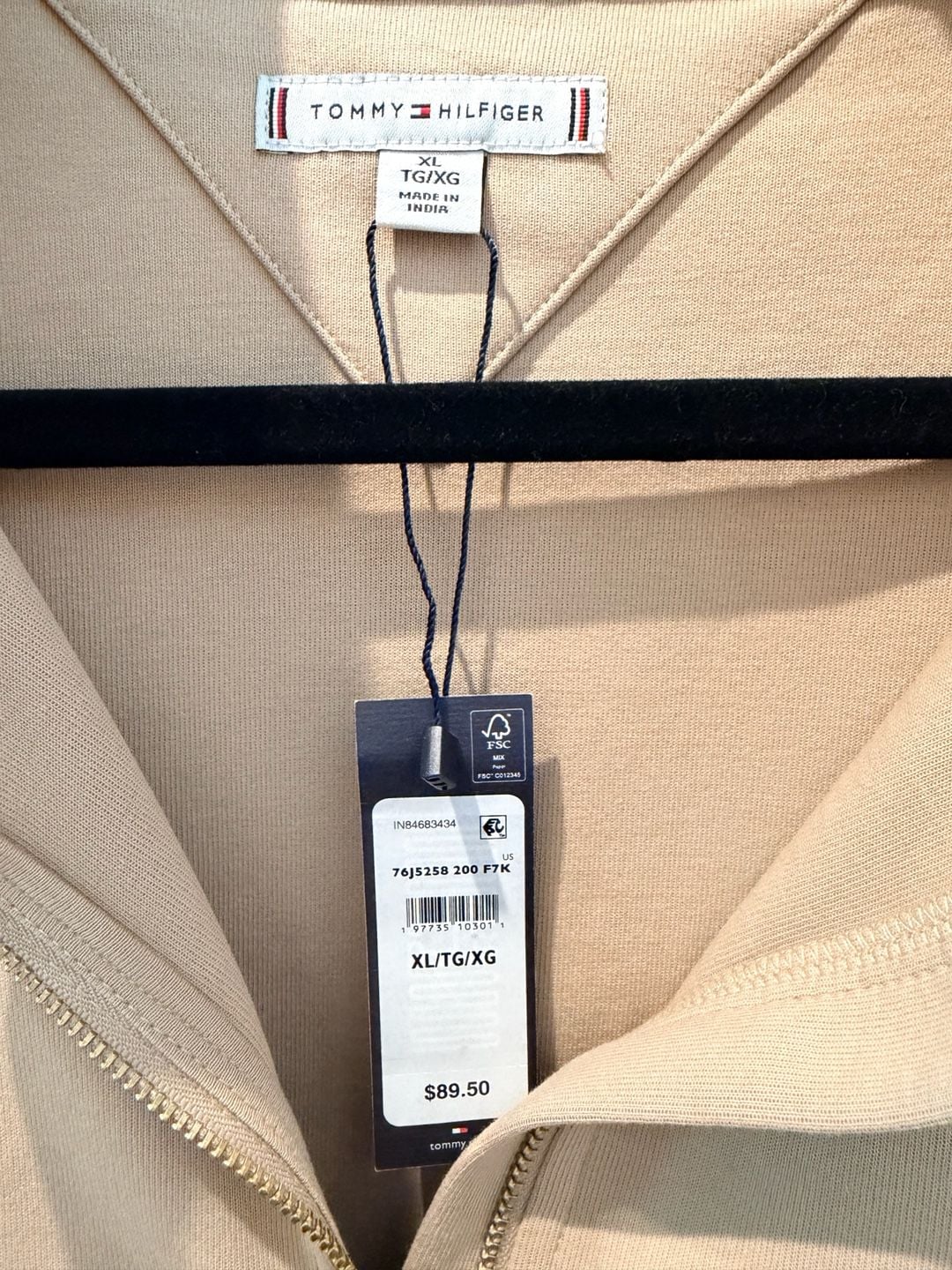 Tommy Hilfiger Half-Zip Sweatshirt Size XL Beige 3