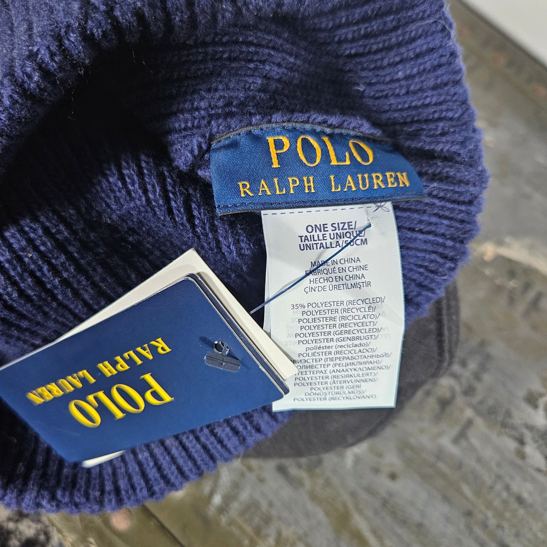 Polo Ralph Lauren Riding Bear Beanie O/S Navy Blue Ribbed Hat 6