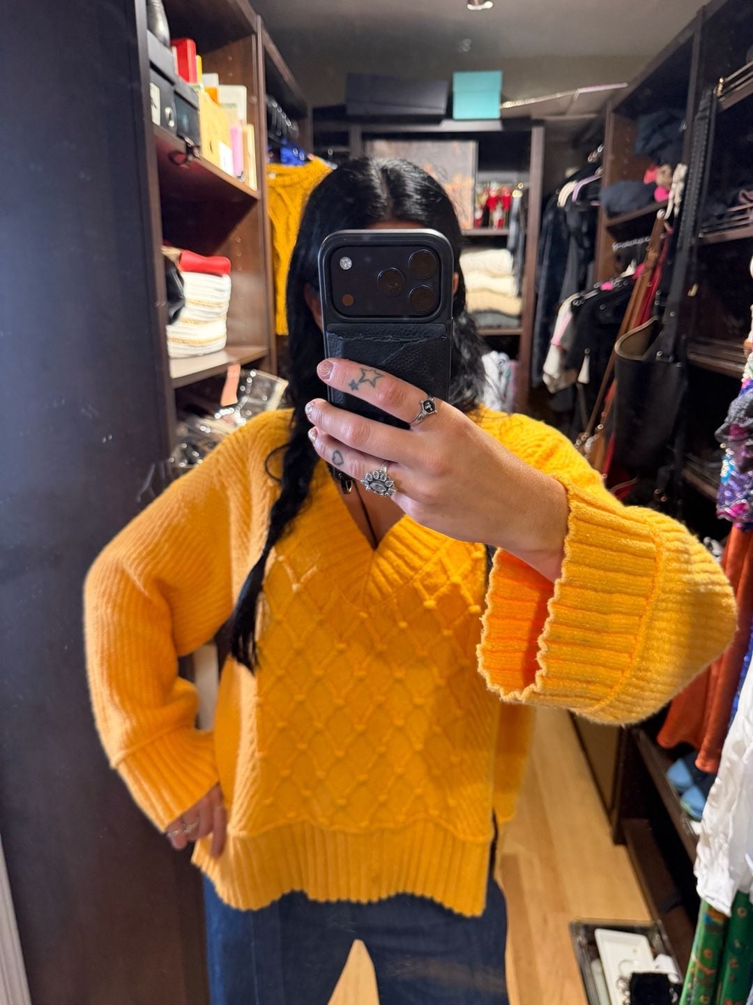 Maeve By Anthropologie V-Neck Cable Knit Sweater Size X-Large yellow Orange 7
