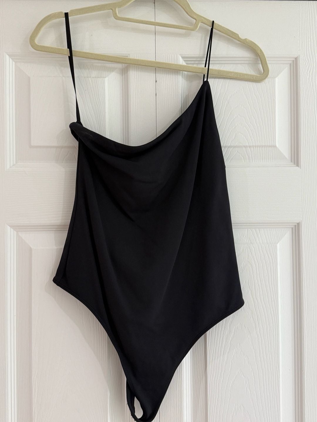 Babaton Bodysuit Size L Black One Shoulder Sleeveless Top 3