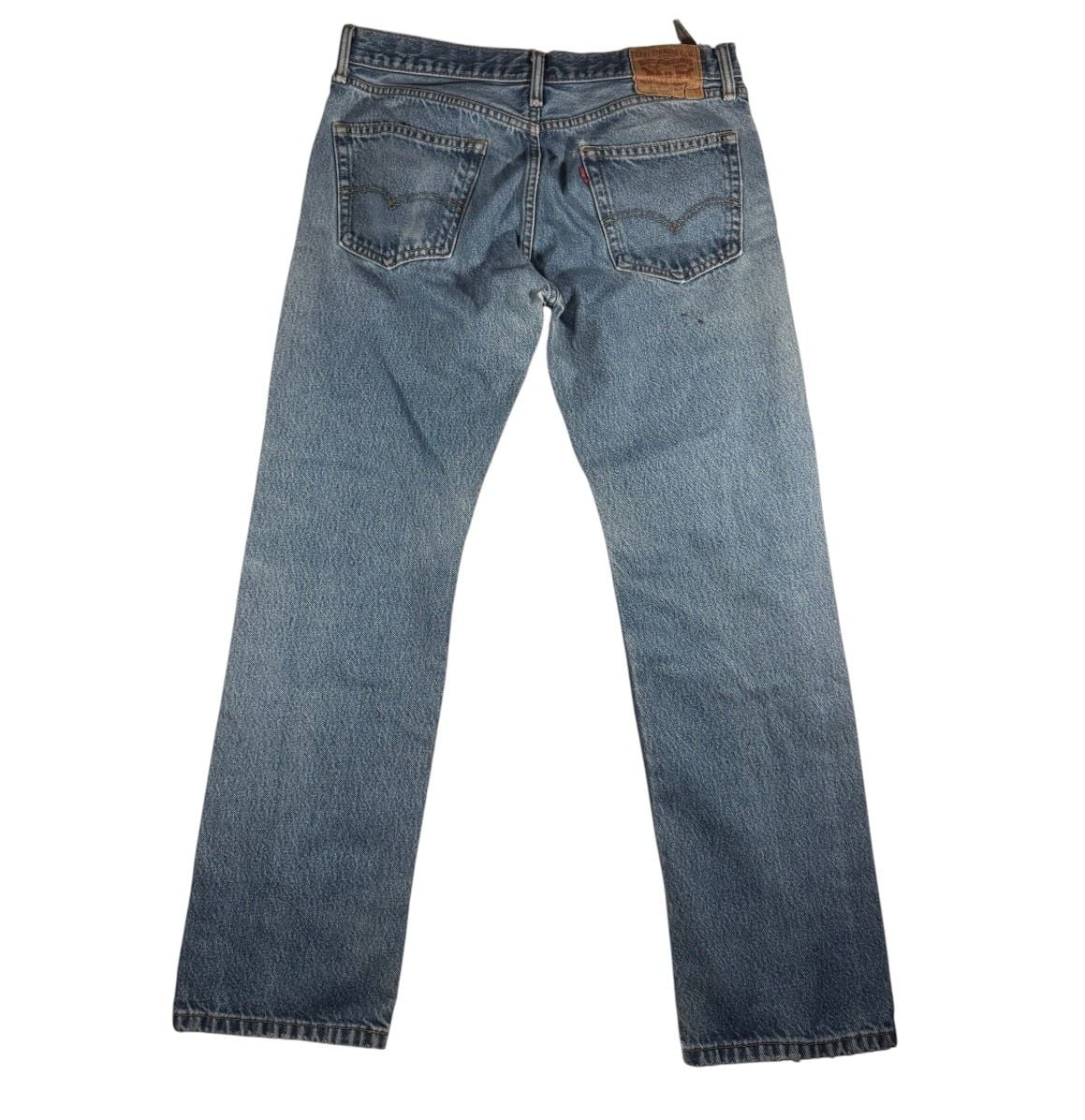 Levi's 501 Original Fit Jeans Blue Cotton Denim Distressed 3