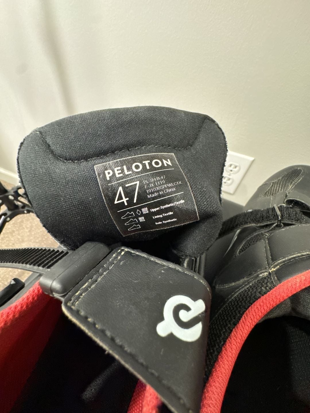 Peloton Cycling Shoes Size 47 Black Red Spin Bike Sneakers 6
