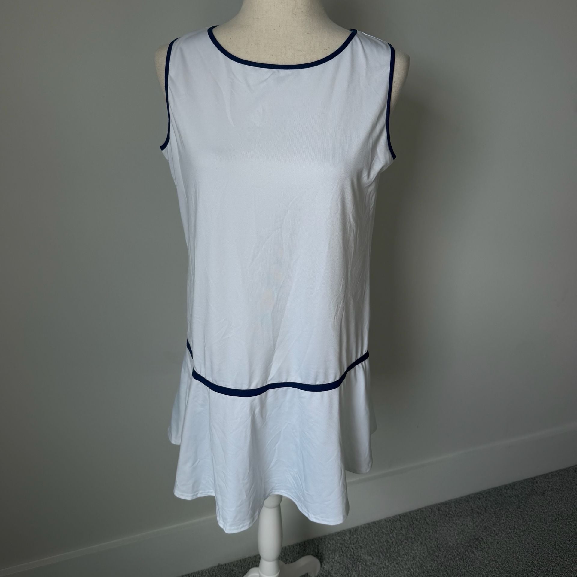 Classic Prep Tennis Dress Size M White Blue Sleeveless 2