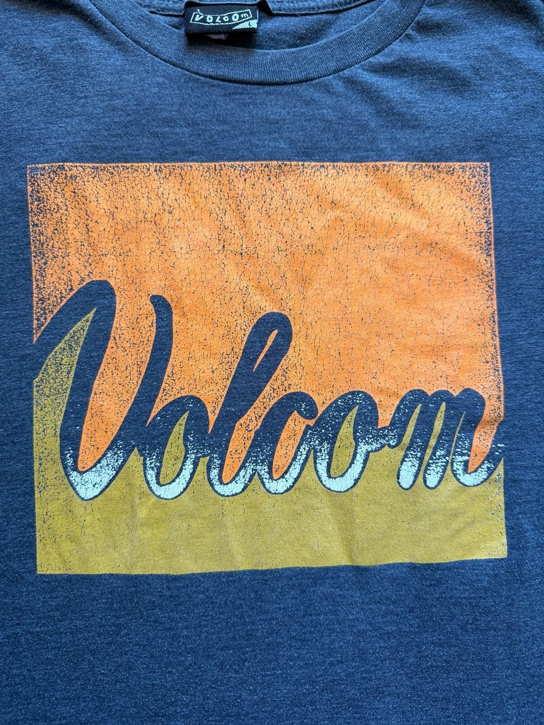 Volcom Graphic T-Shirt Size L Gray Orange Script Logo 3