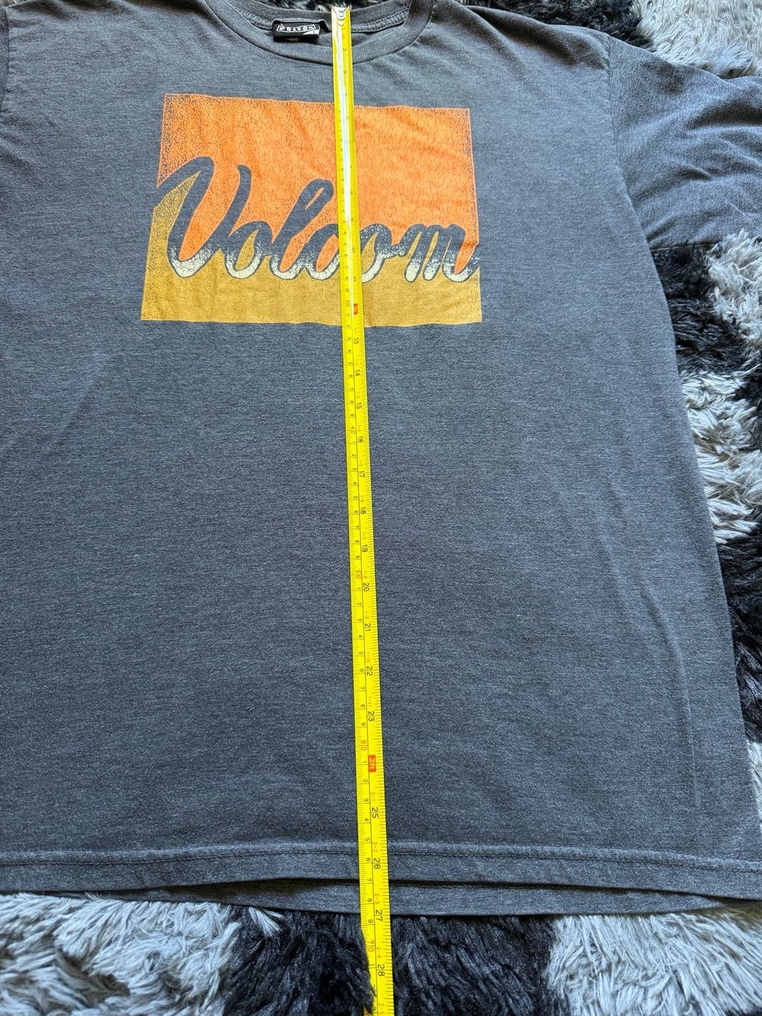 Volcom Graphic T-Shirt Size L Gray Orange Script Logo 6