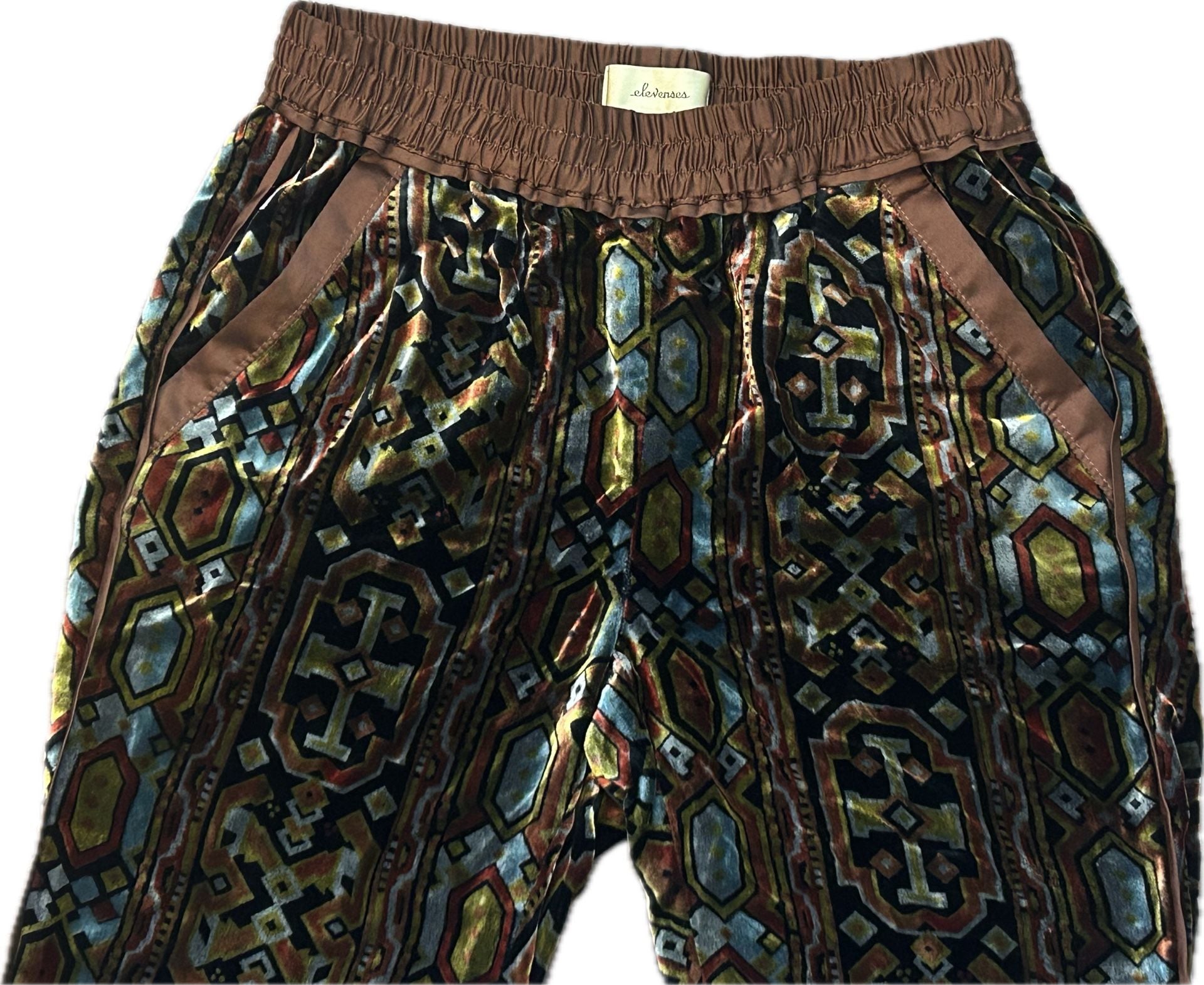 Anthropologie Elevenses Velvet Geometric Print Pants Boho Maximalist XS NWOT 5