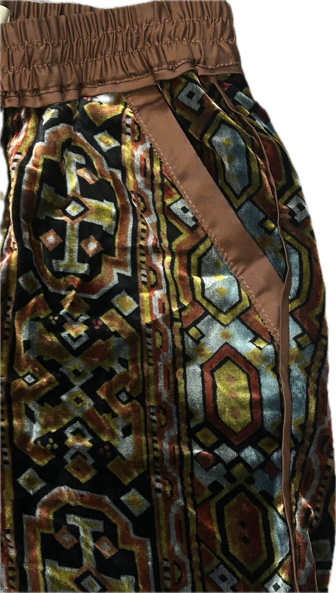 Anthropologie Elevenses Velvet Geometric Print Pants Boho Maximalist XS NWOT 6