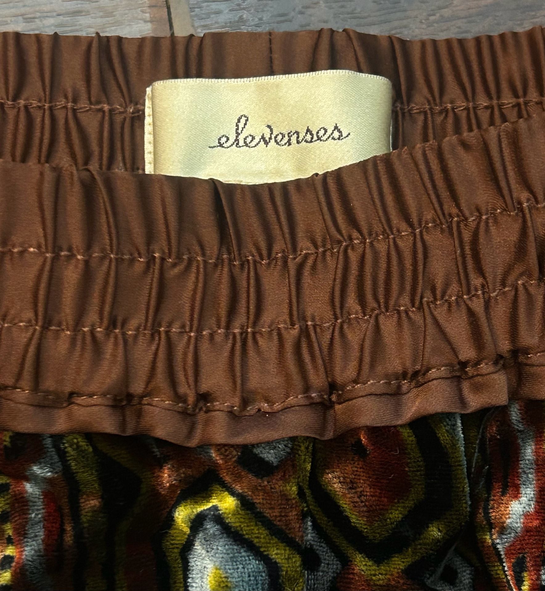Anthropologie Elevenses Velvet Geometric Print Pants Boho Maximalist XS NWOT 7