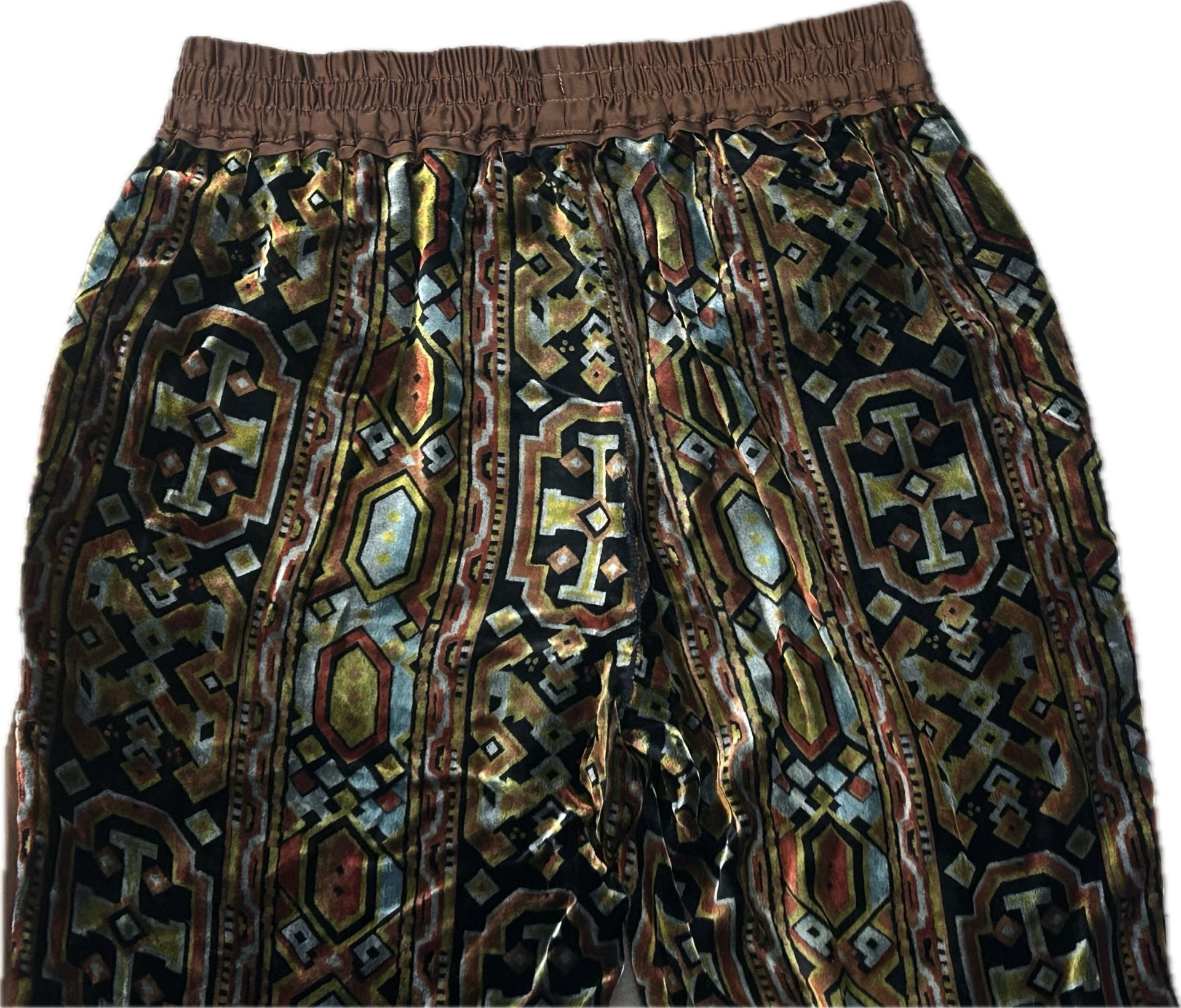 Anthropologie Elevenses Velvet Geometric Print Pants Boho Maximalist XS NWOT 12