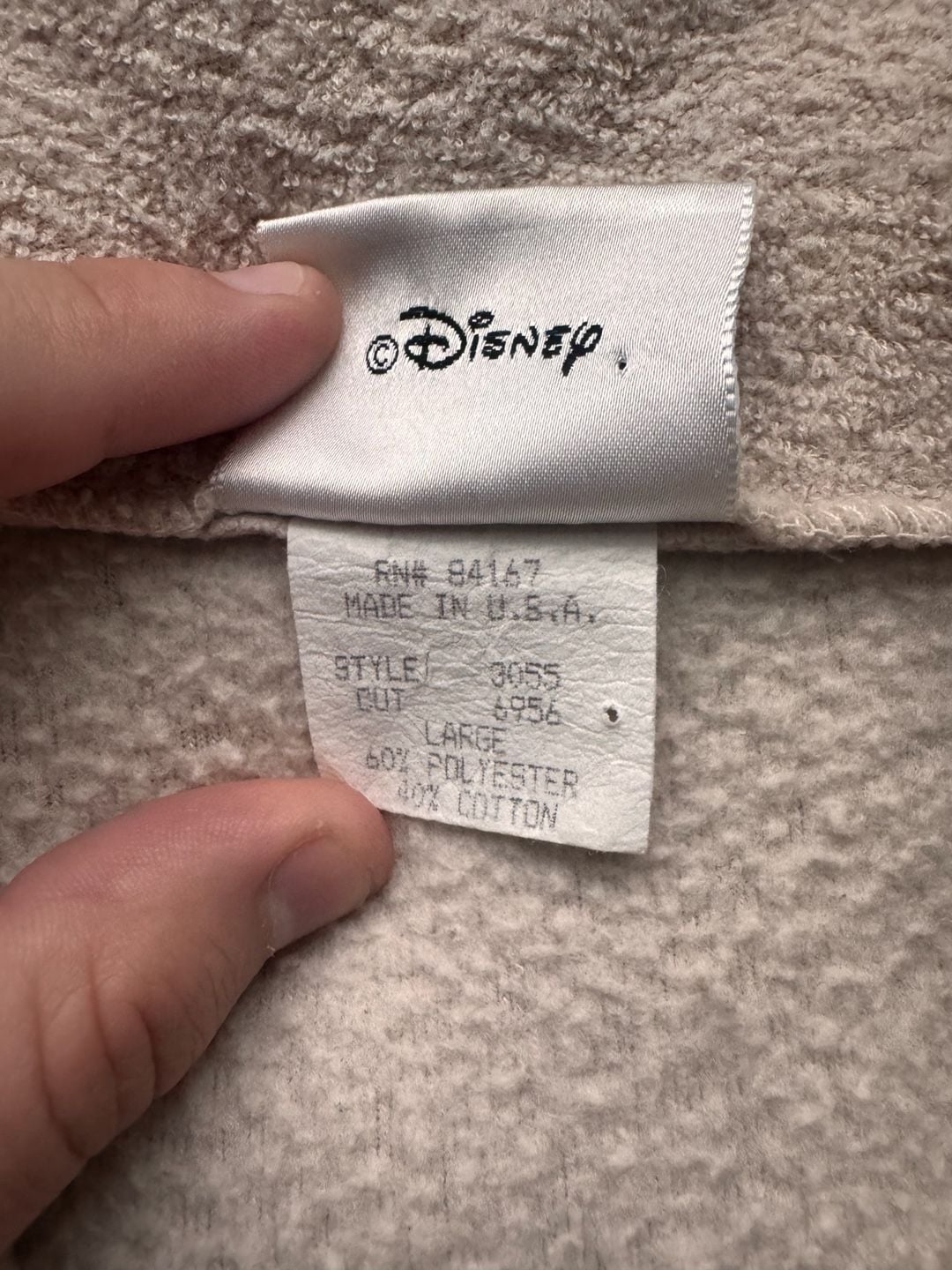 VTG 90’s Walt Disney World Quarter-Zip Fleece Beige Pullover Made in USA 7