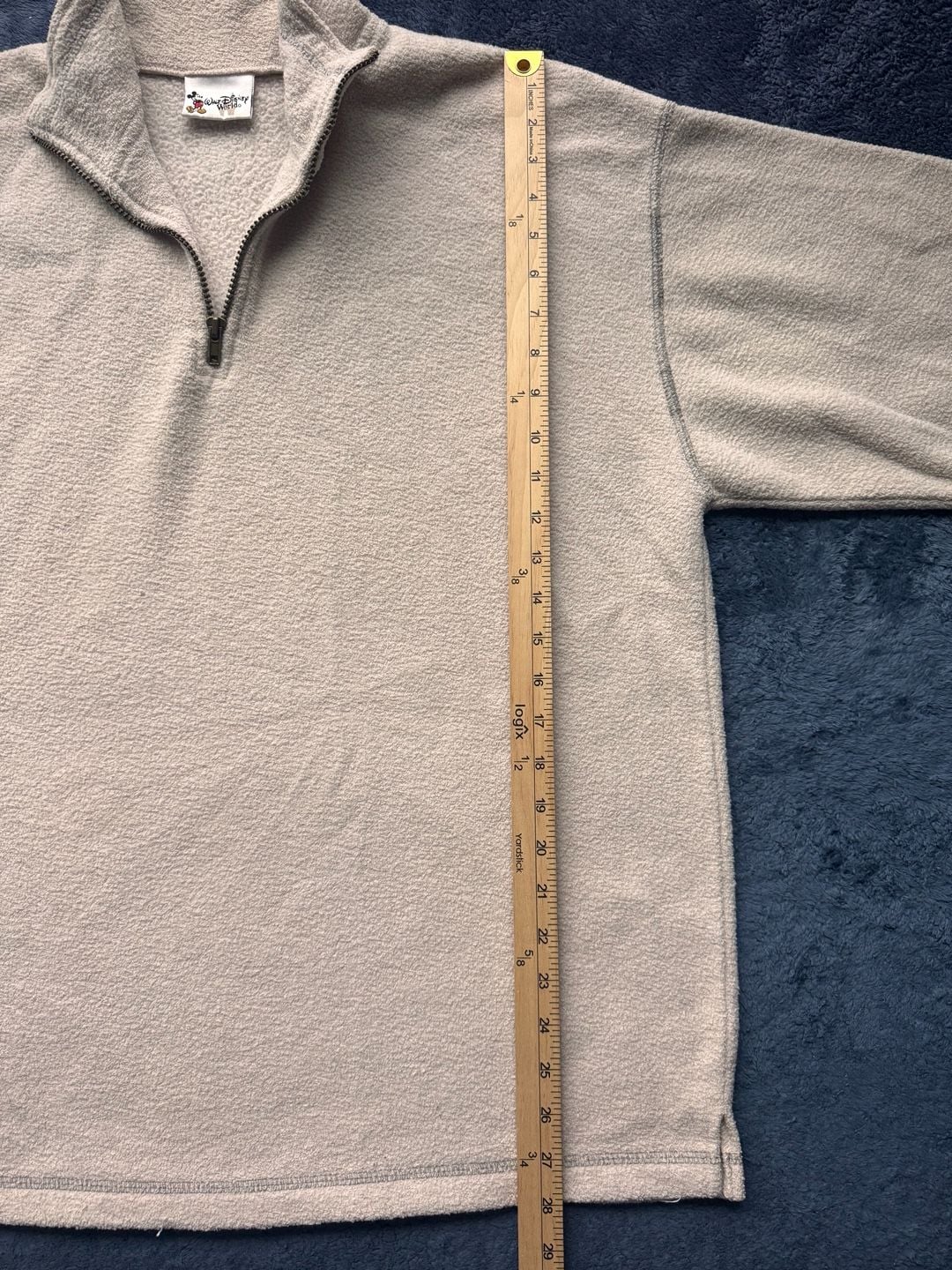 VTG 90’s Walt Disney World Quarter-Zip Fleece Beige Pullover Made in USA 9