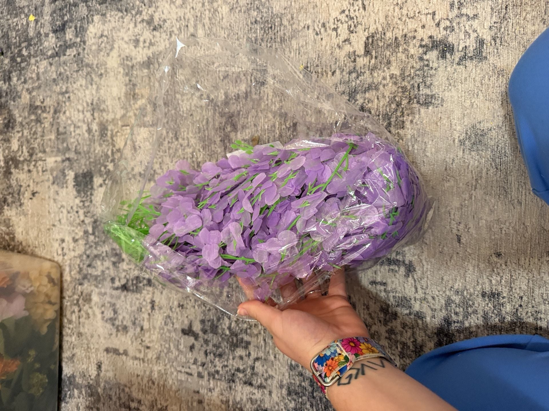 Artificial Purple Flower Lot Peonies Tulips Daisies Wisteria Bundle 7