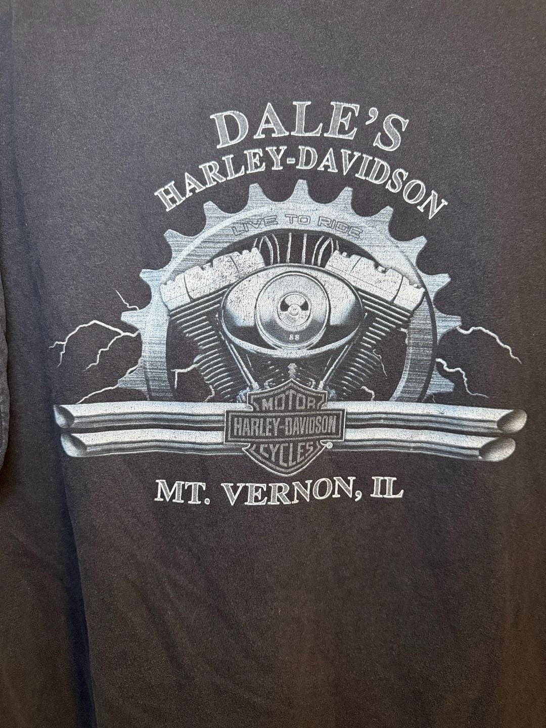 Harley Davidson Graphic T-Shirt Black Mt. Vernon IL 2006 Vintage Size XL 8