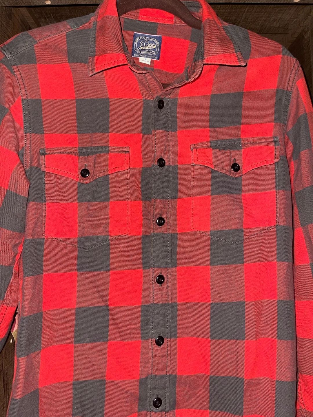 J.Crew Sportsmen’s Outfitter Men’s S Buffalo Plaid Flannel Shirt Red Black 10