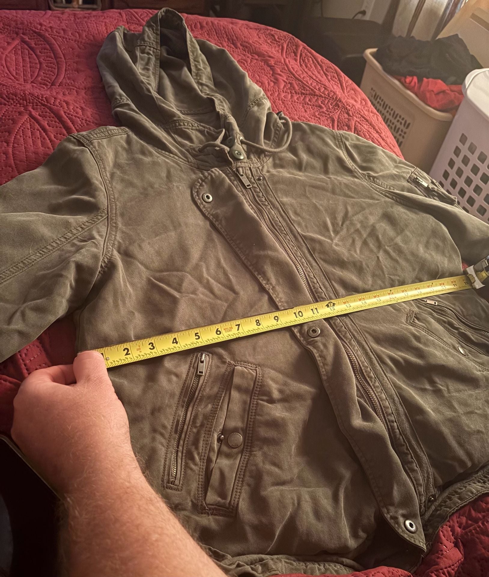 American Eagle Type AE-177 Hooded Jacket Size XL Olive Green Utility 5