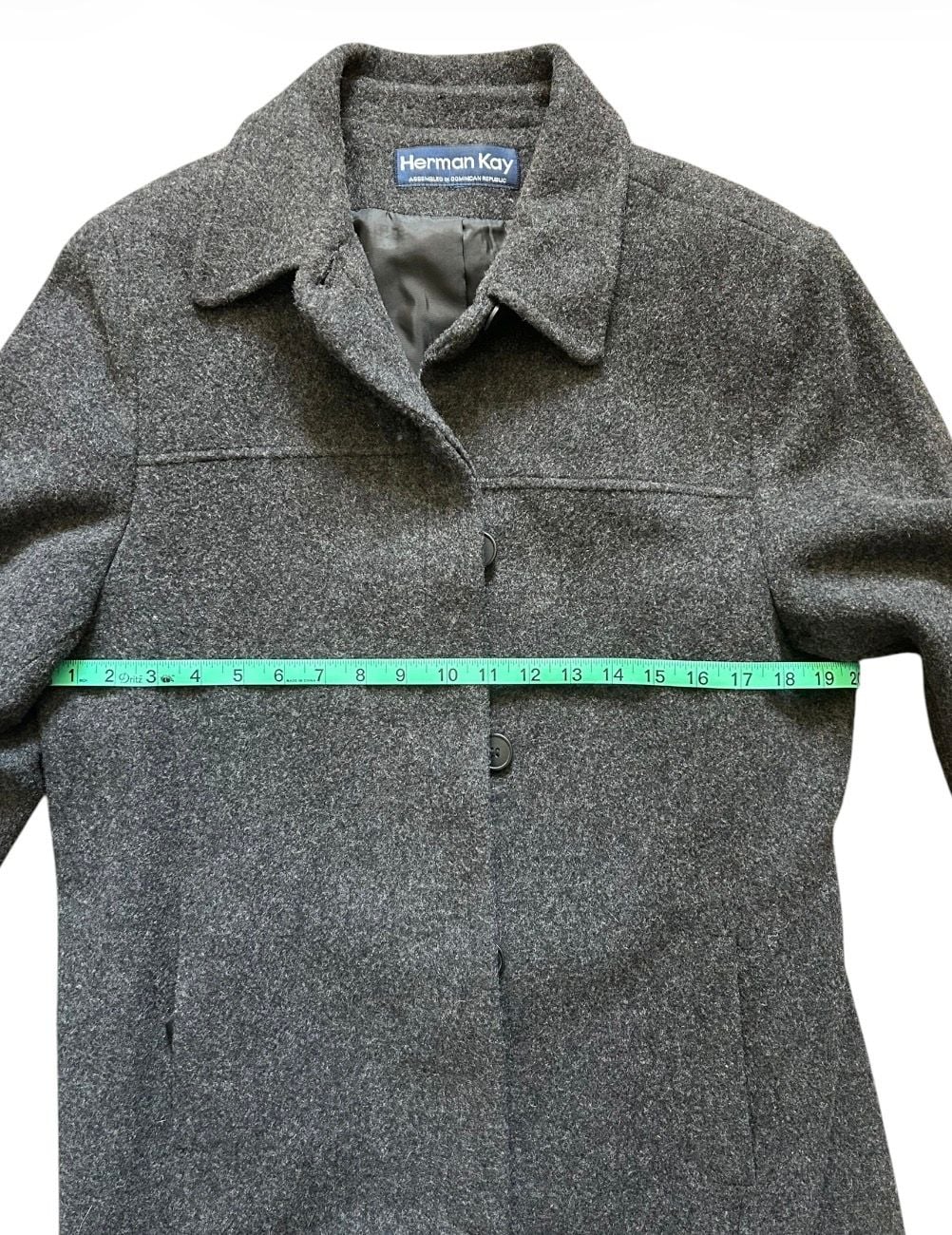 Herman Kay Vintage 100% Wool Long Overcoat Gray  7