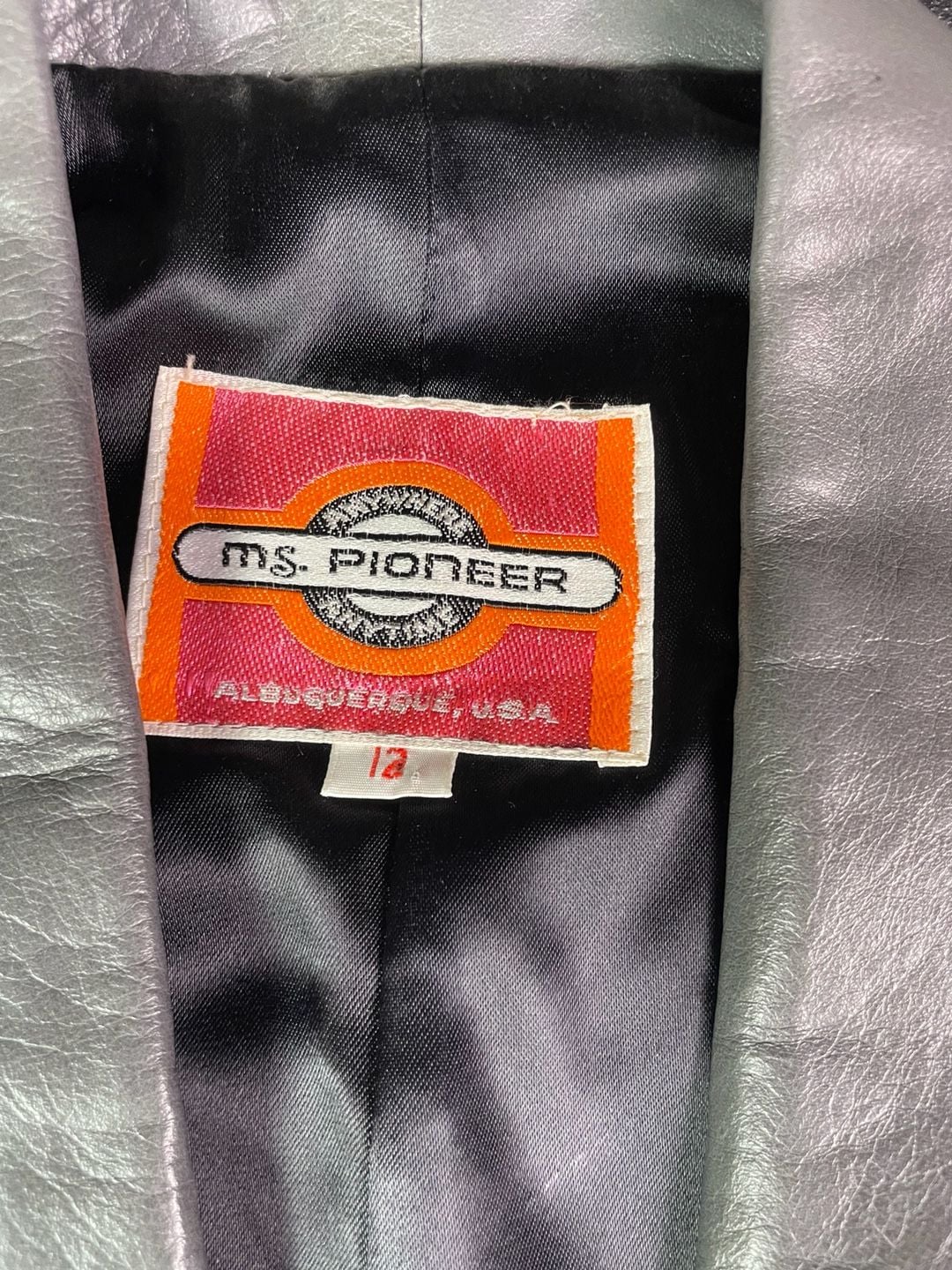 Ms. Pioneer Leather Vest Size 12 Gray Western Heart Conchos 3