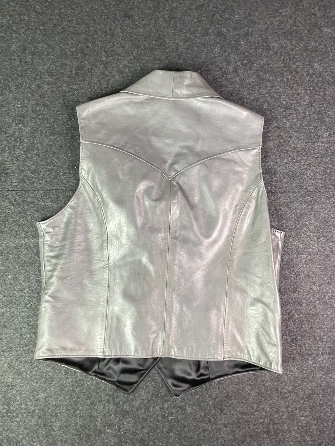 Ms. Pioneer Leather Vest Size 12 Gray Western Heart Conchos 10