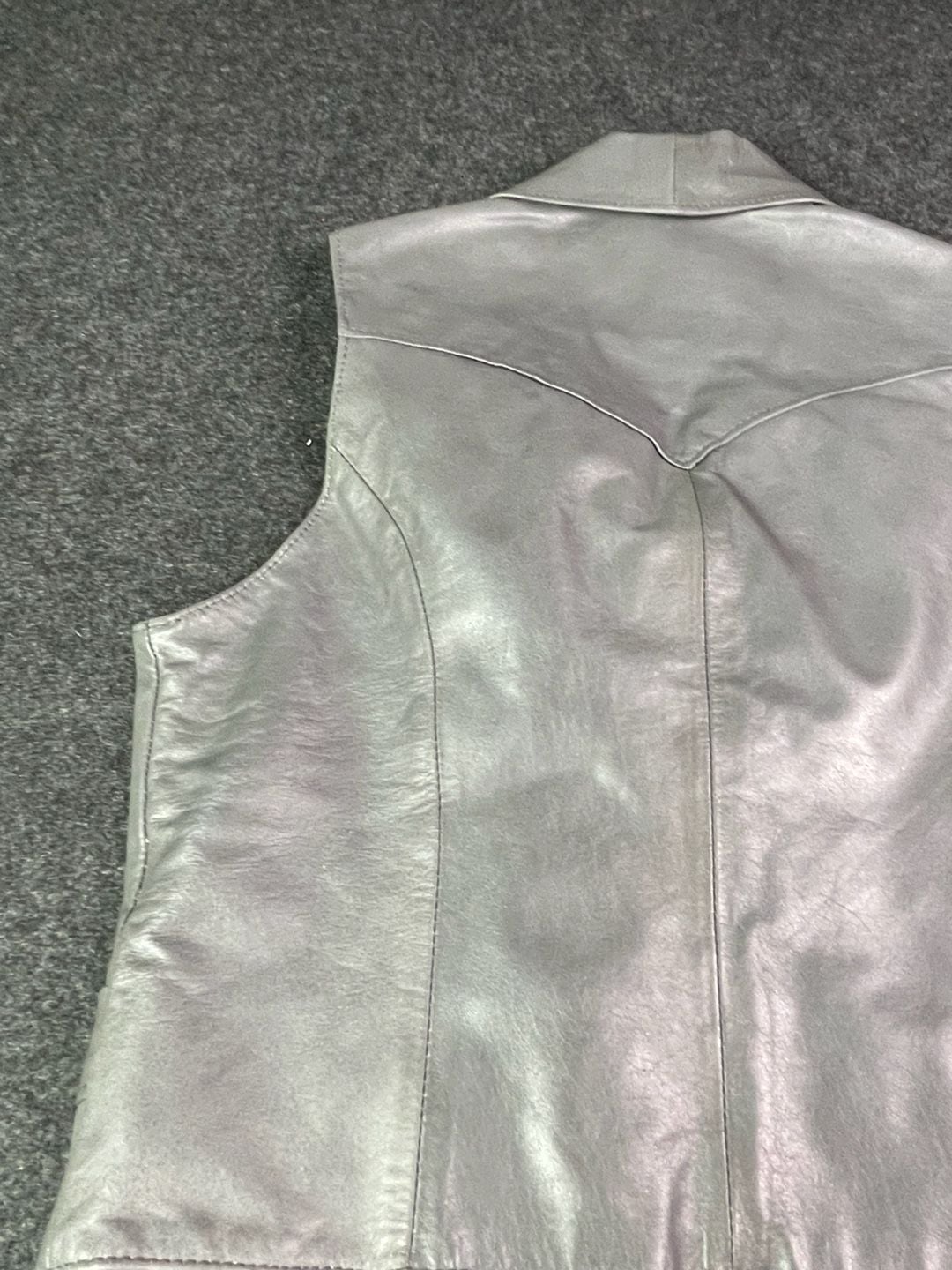Ms. Pioneer Leather Vest Size 12 Gray Western Heart Conchos 11
