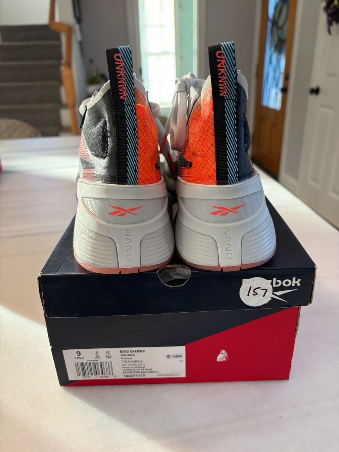 Reebok Nano Unknwn Training Shoes Size 9 Pure Grey Black Orange 7