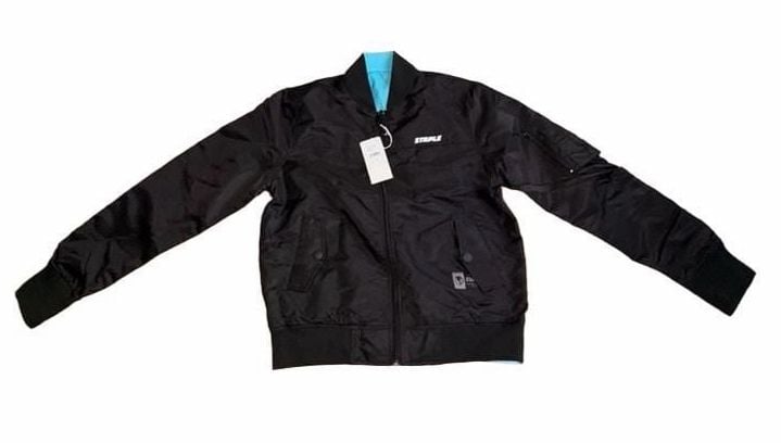 Staple Reversible Bomber Jacket Black Blue Size XS 2