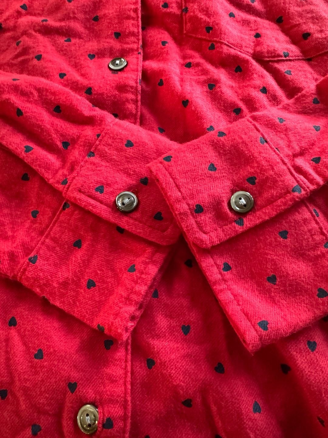 Gap Body Flannel Button Up Shirt Size M Heart Print NWT 3