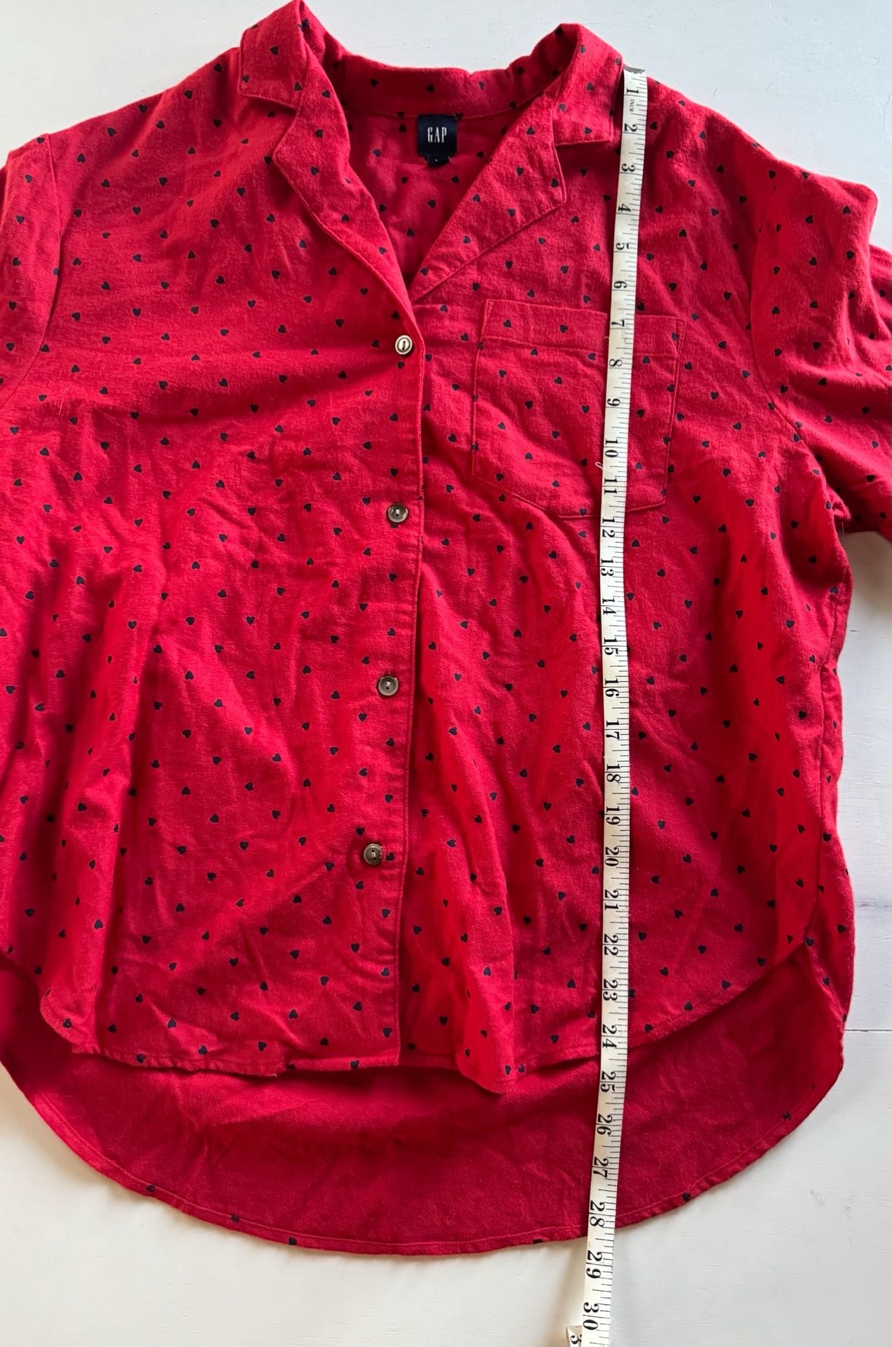 Gap Body Flannel Button Up Shirt Size M Heart Print NWT 8