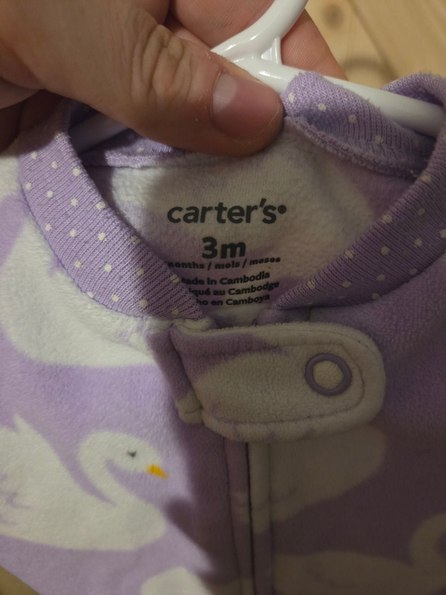 Carter's Swan Fleece Footie Pajama 3m 7