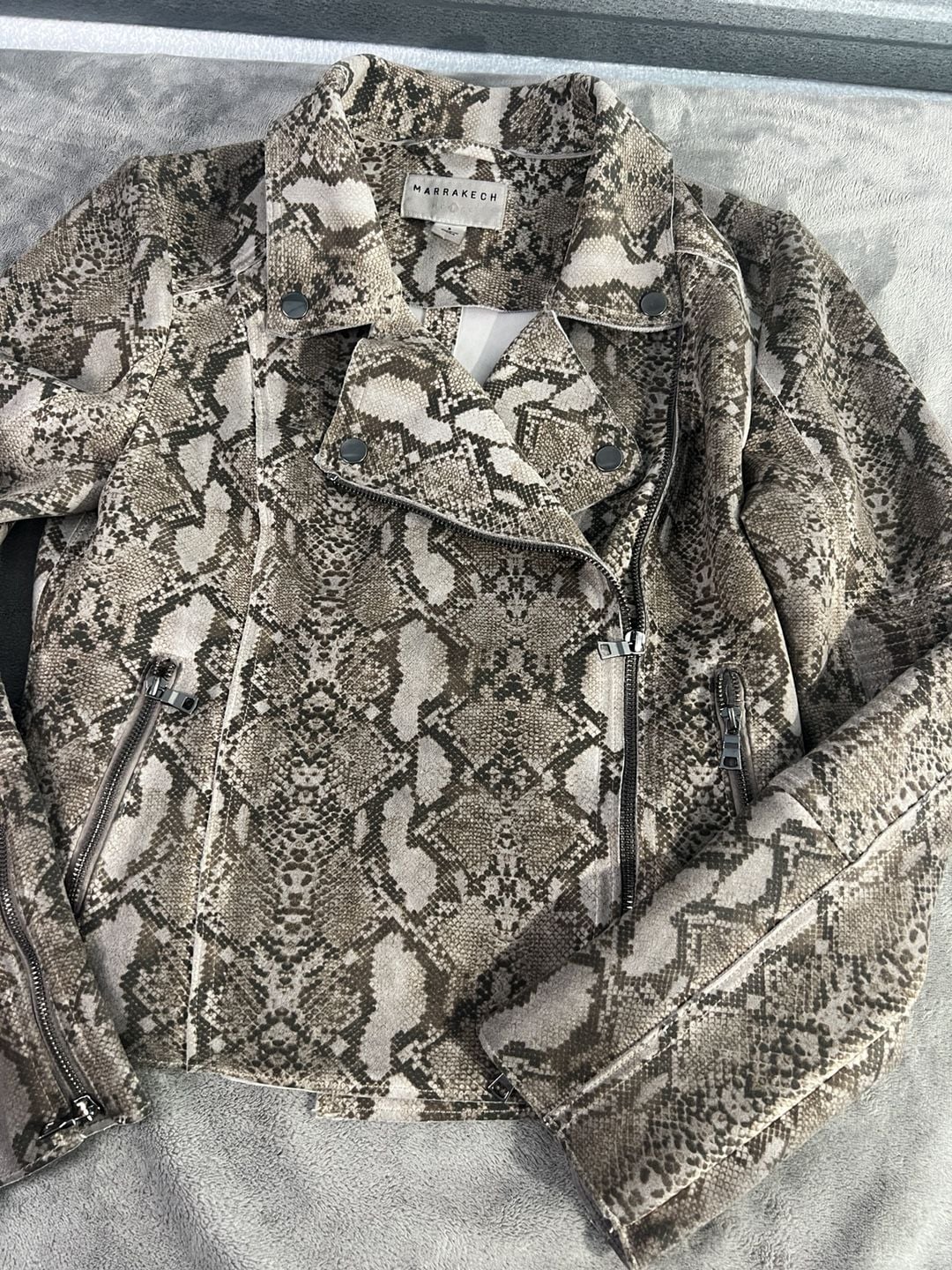Marrakech Snakeskin Moto Jacket Size S Suede Faux Leather Biker Zip 6