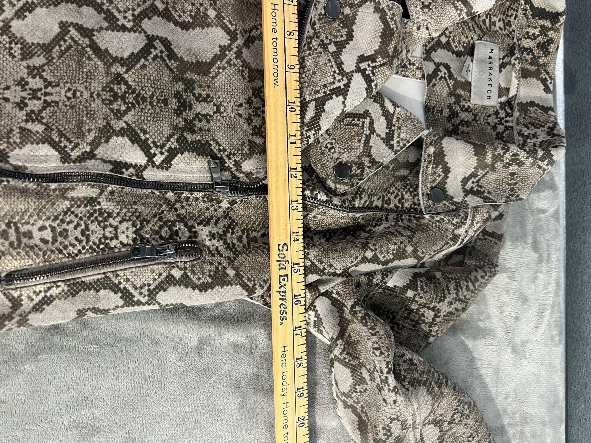 Marrakech Snakeskin Moto Jacket Size S Suede Faux Leather Biker Zip 7