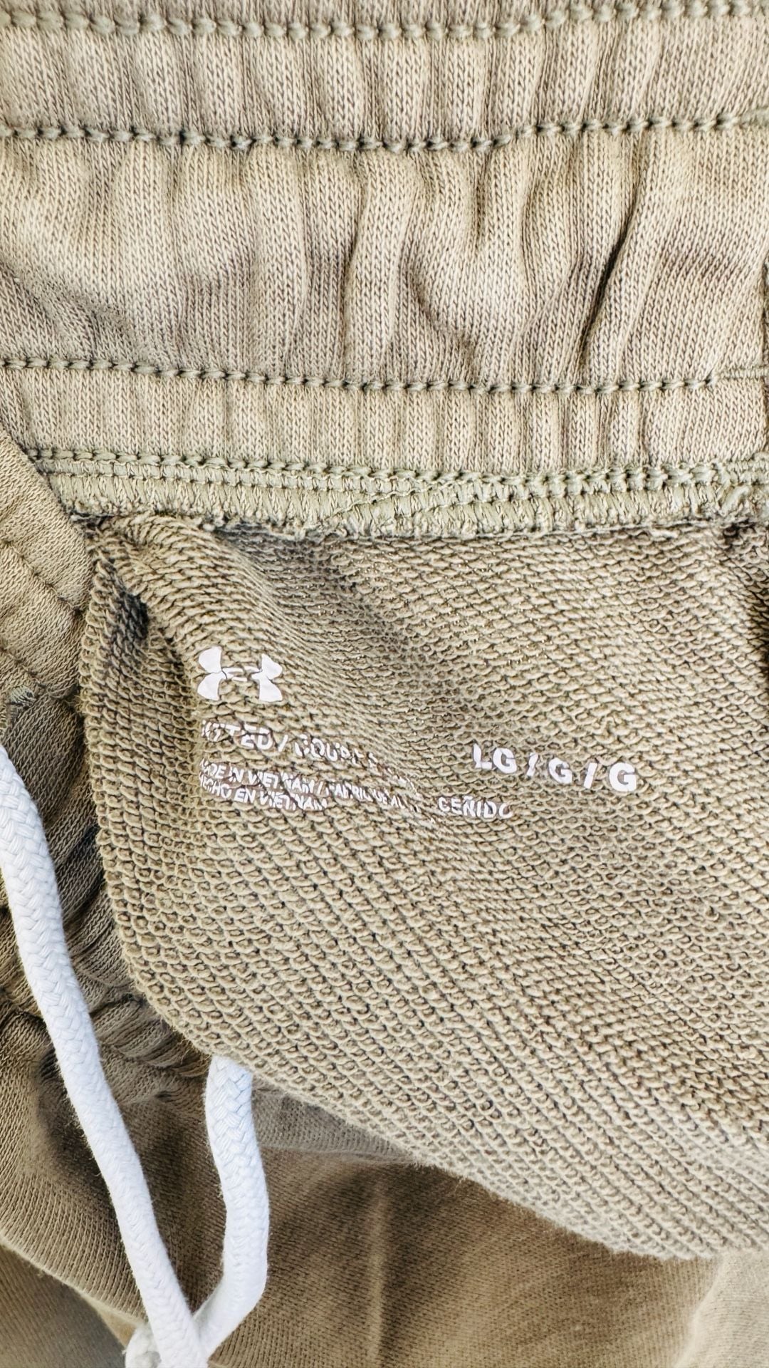 Under Armour Rival Terry Shorts Size L Khaki Drawstring 3
