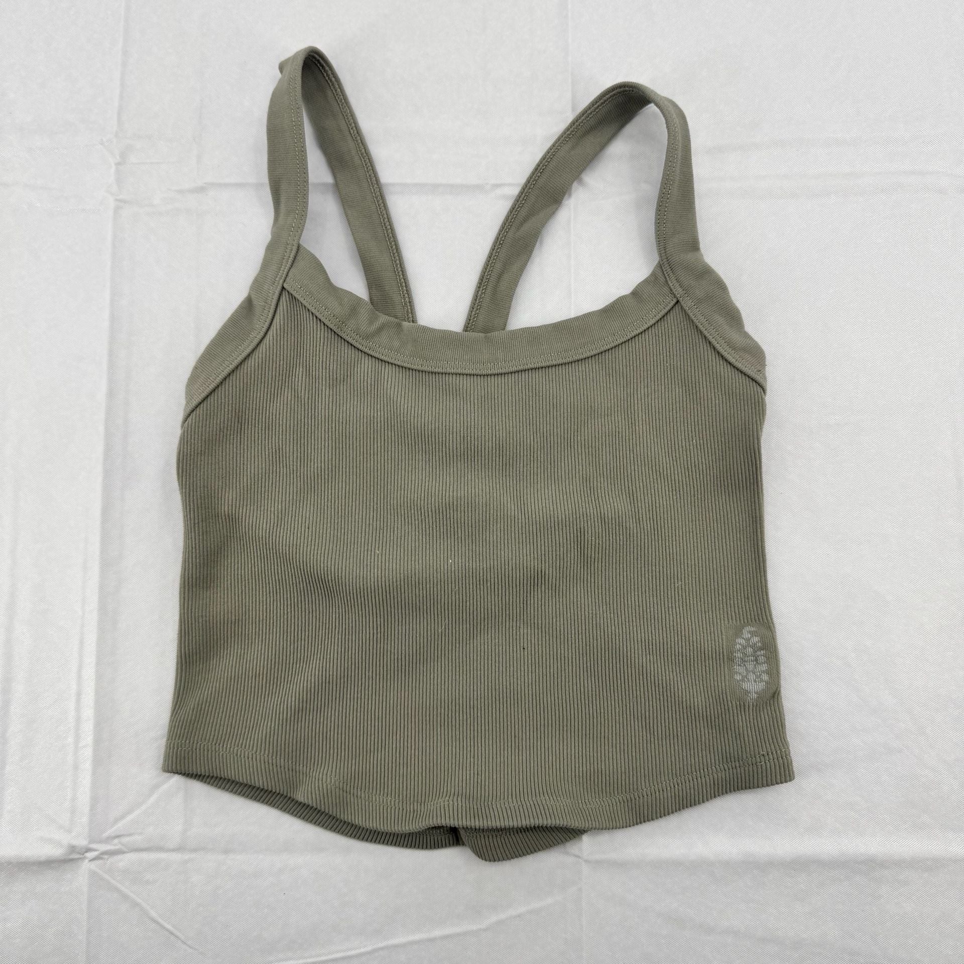 Free People Movement Crop Top Sage Green Ribbed Active Tank Top 2