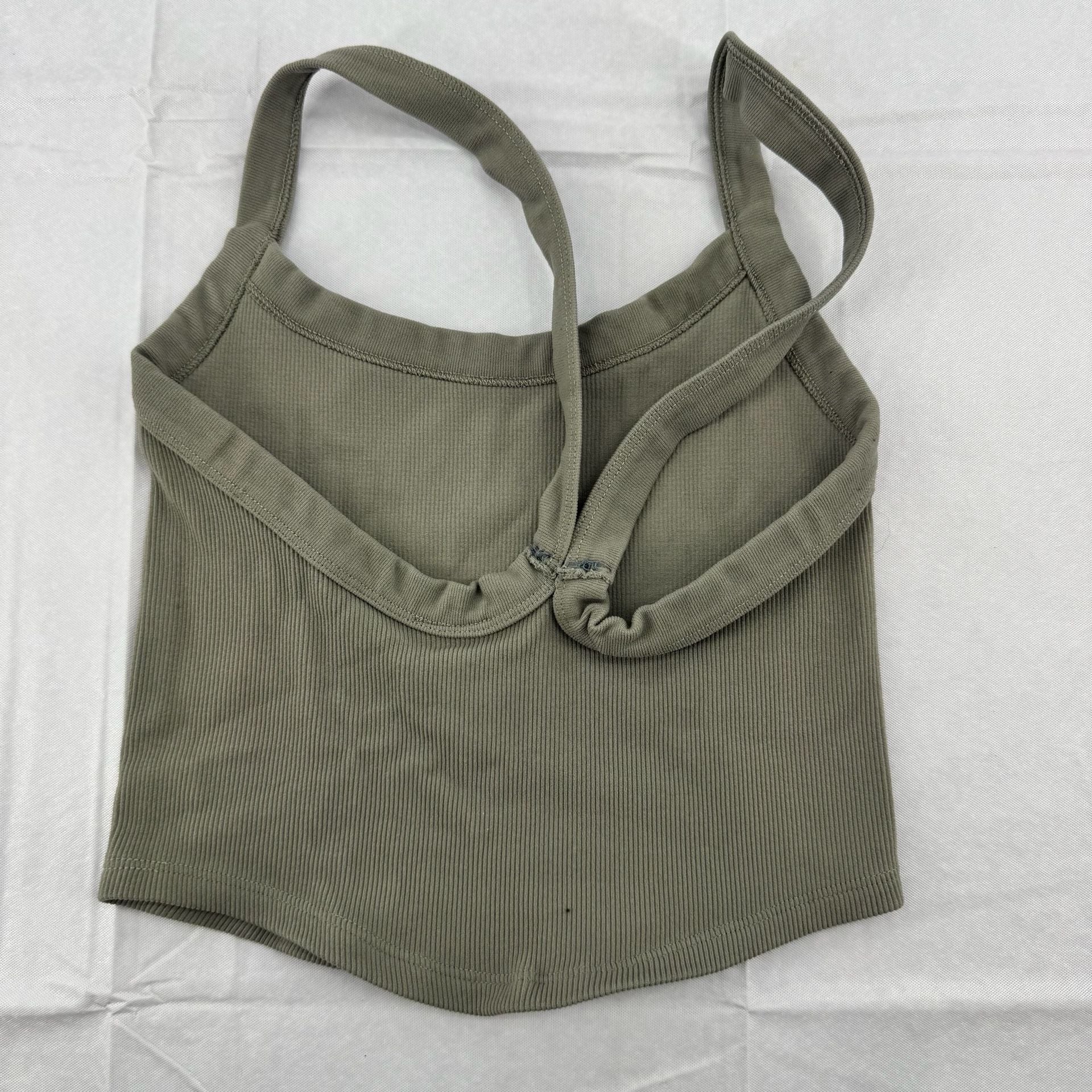 Free People Movement Crop Top Sage Green Ribbed Active Tank Top 3
