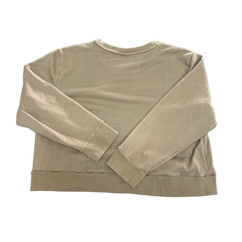 DKNY Logo Sweatshirt Size XL Tan Gold Glitter Crewneck Pullover Womens 3
