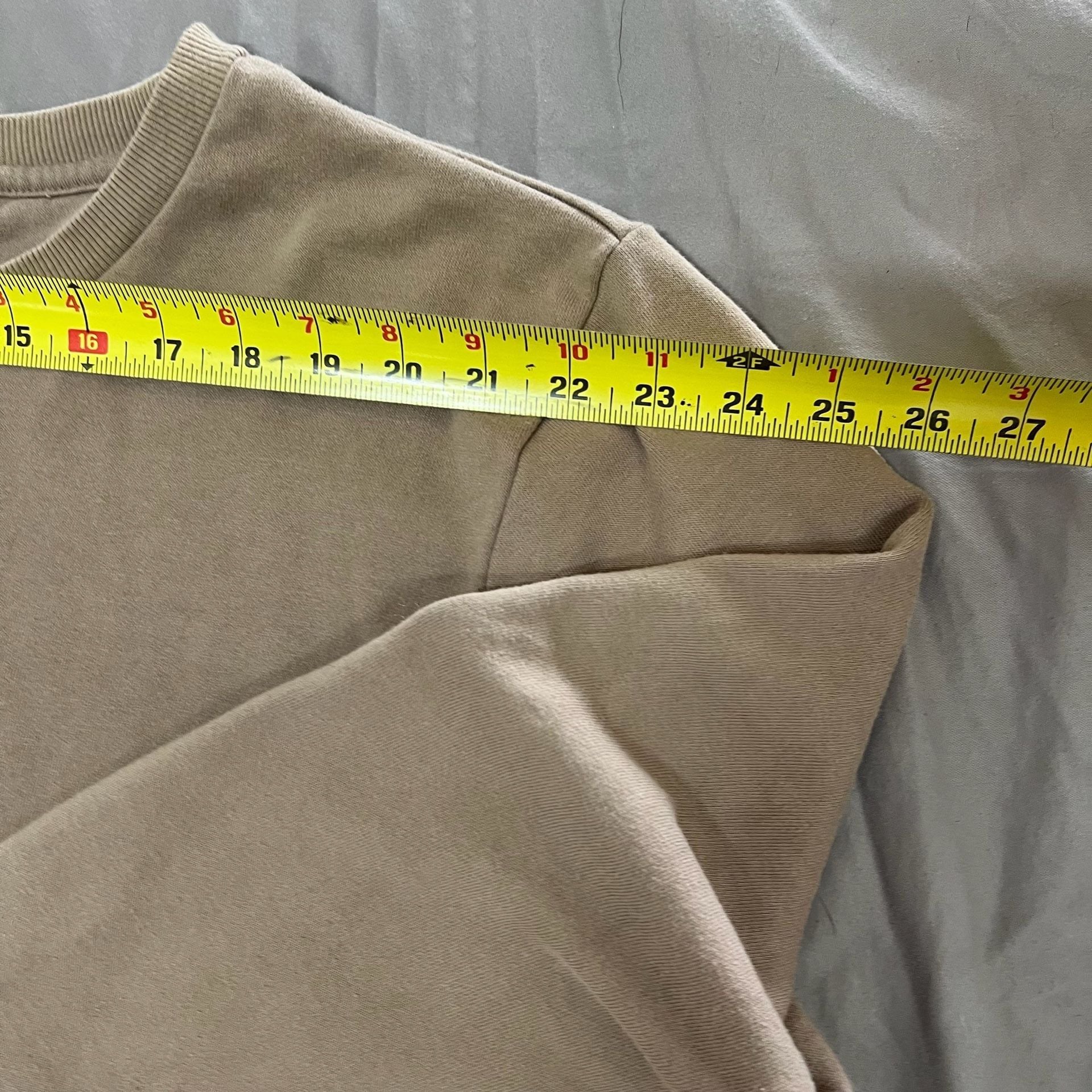DKNY Logo Sweatshirt Size XL Tan Gold Glitter Crewneck Pullover Womens 8