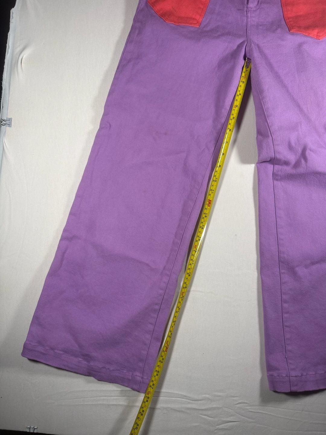 Current Mood Purple Wide Leg Pants Size L Pink/Coral Pockets 8