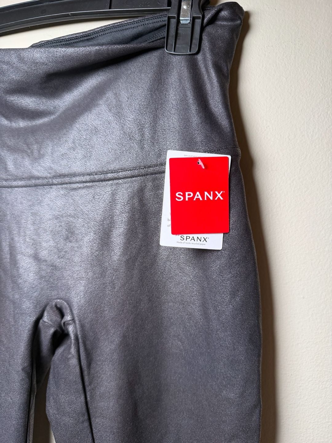 Spanx Faux Leather Fleece-Lined Legging Size L Black 3