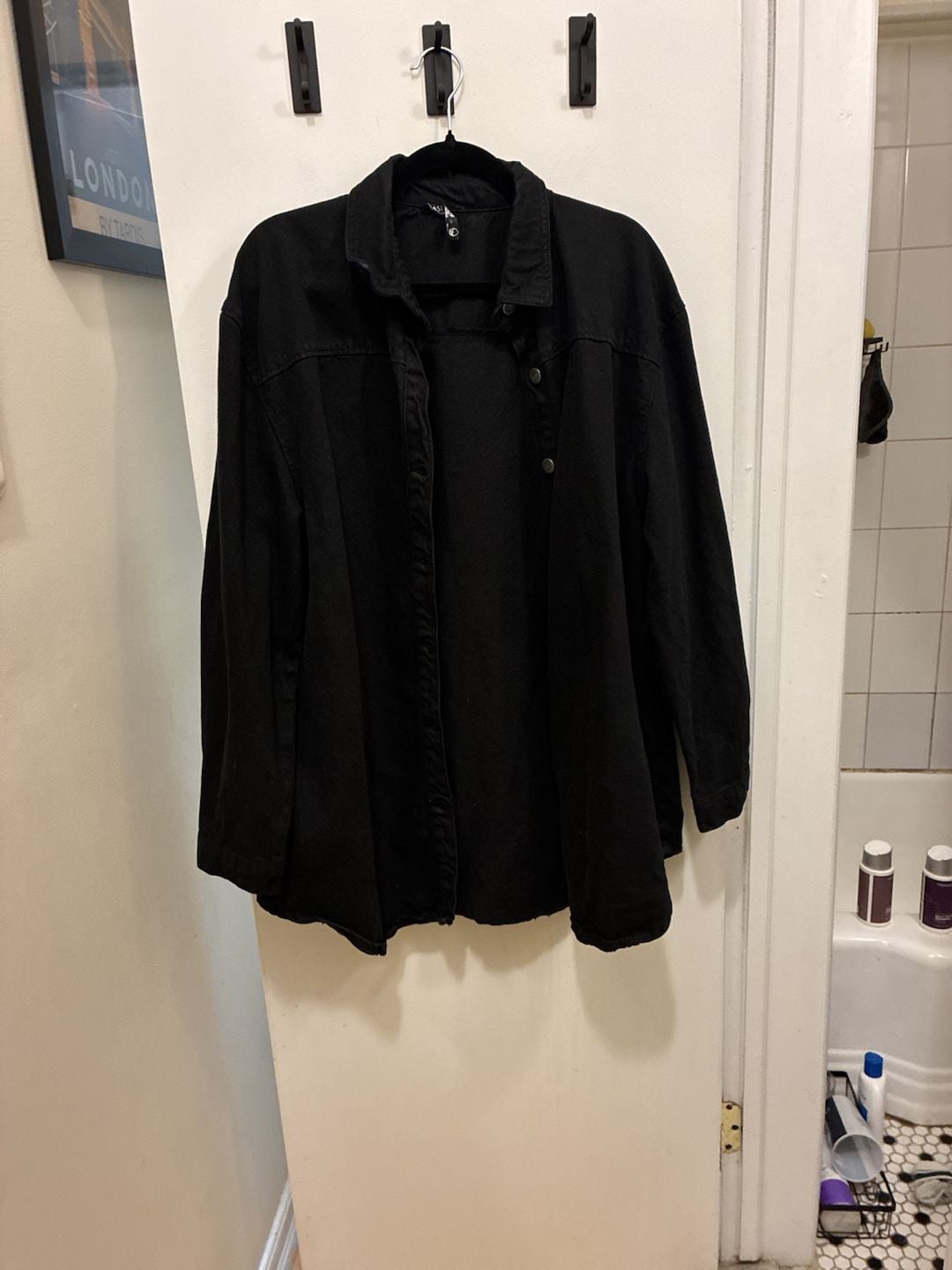 Nasty Gal Black Denim Oversized Shirt US 8 2