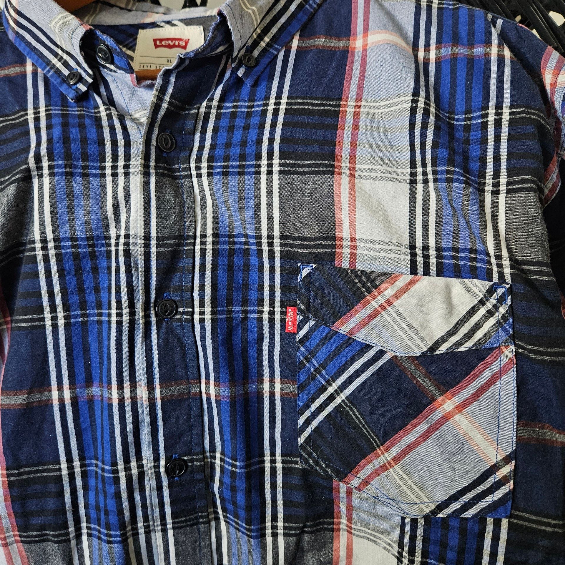 Levi's Long Sleeve Button Up Plaid Shirt Size XL Blue 3