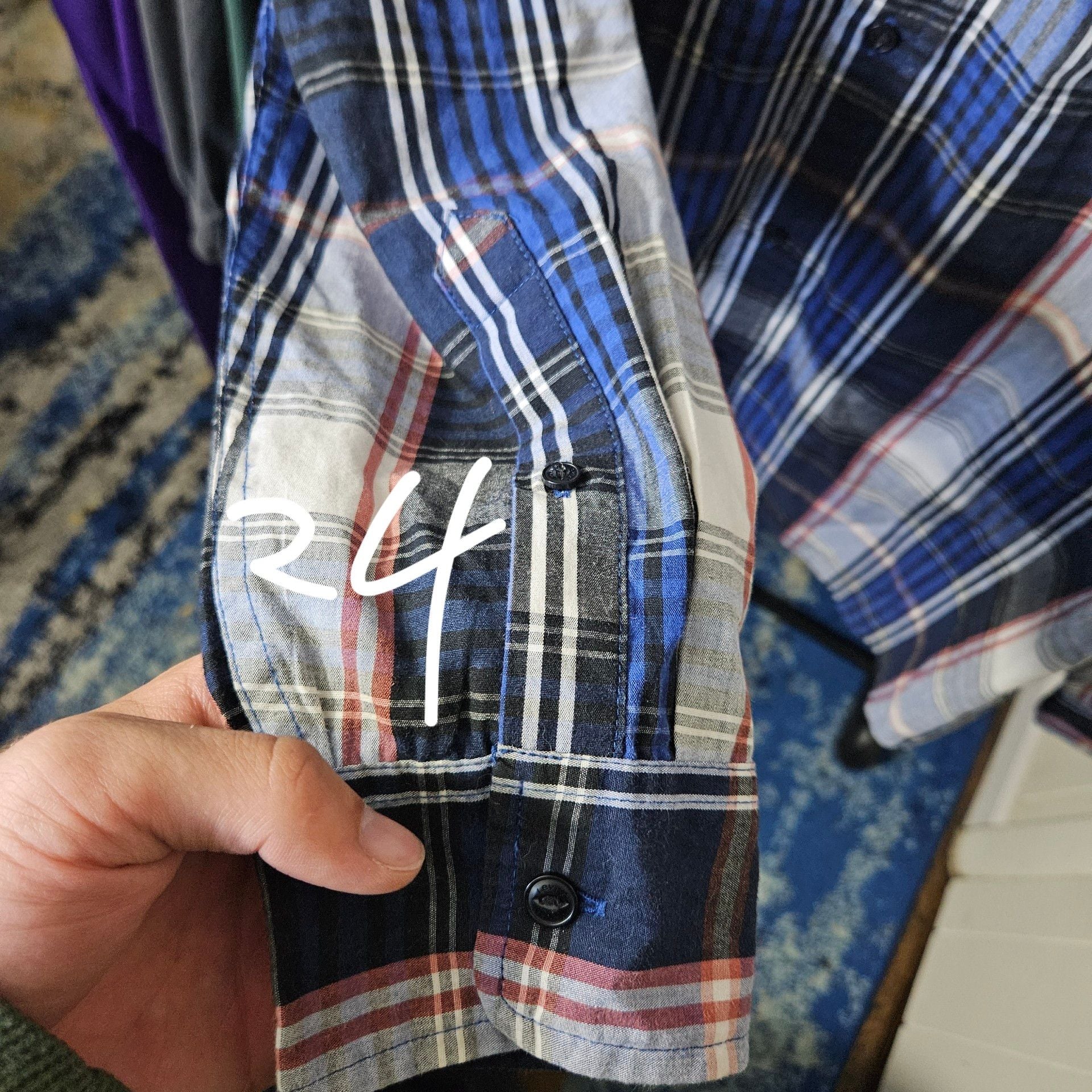 Levi's Long Sleeve Button Up Plaid Shirt Size XL Blue 5