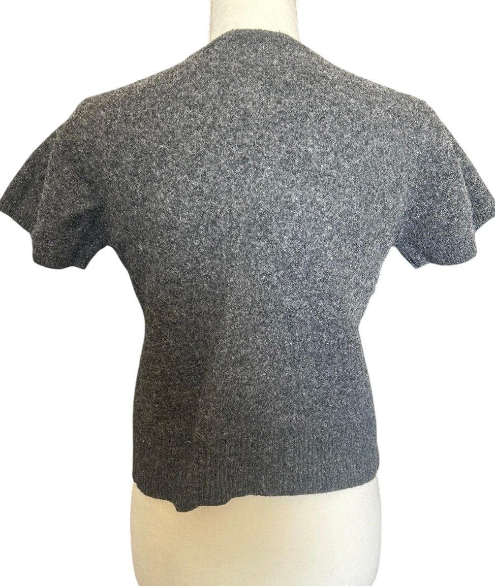 Vintage Old Navy 100% Lambswool Short Sleeve V-Neck Sweater Size XL Gray 3