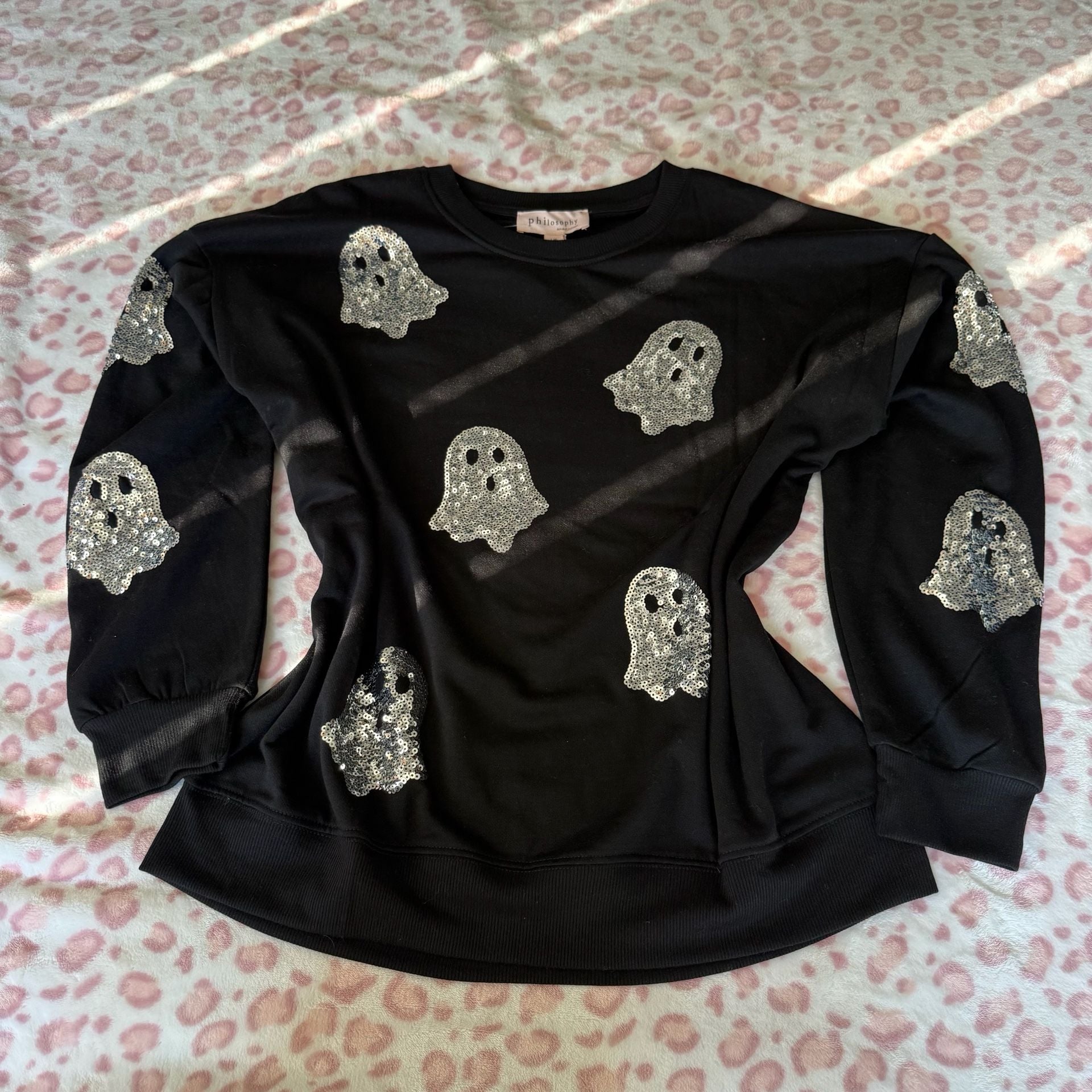 Philosophy Republic Clothing Sequin Ghost Sweatshirt Size L 2