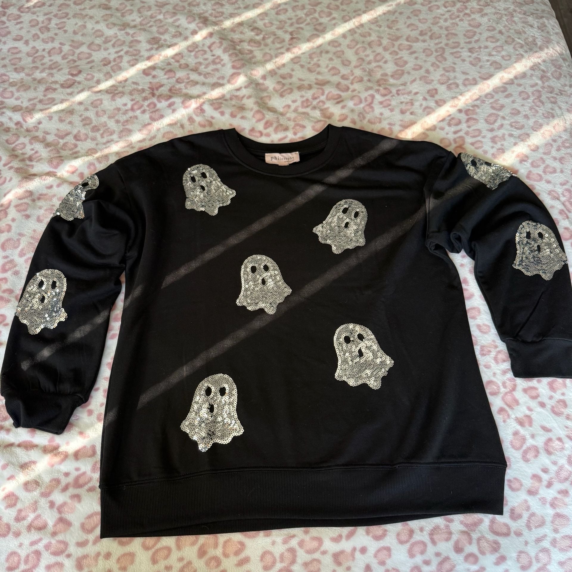 Philosophy Republic Clothing Sequin Ghost Sweatshirt Size L 3