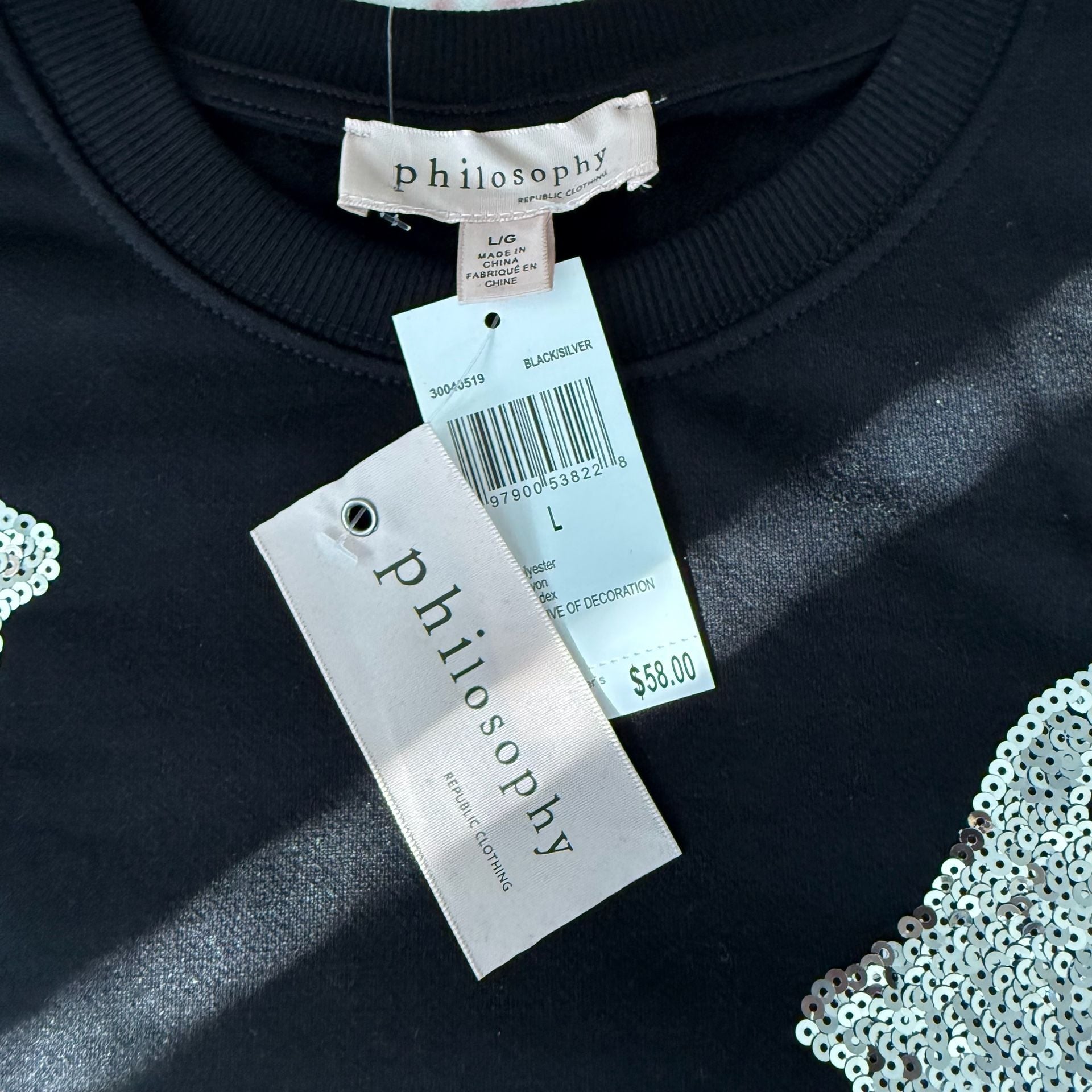 Philosophy Republic Clothing Sequin Ghost Sweatshirt Size L 7