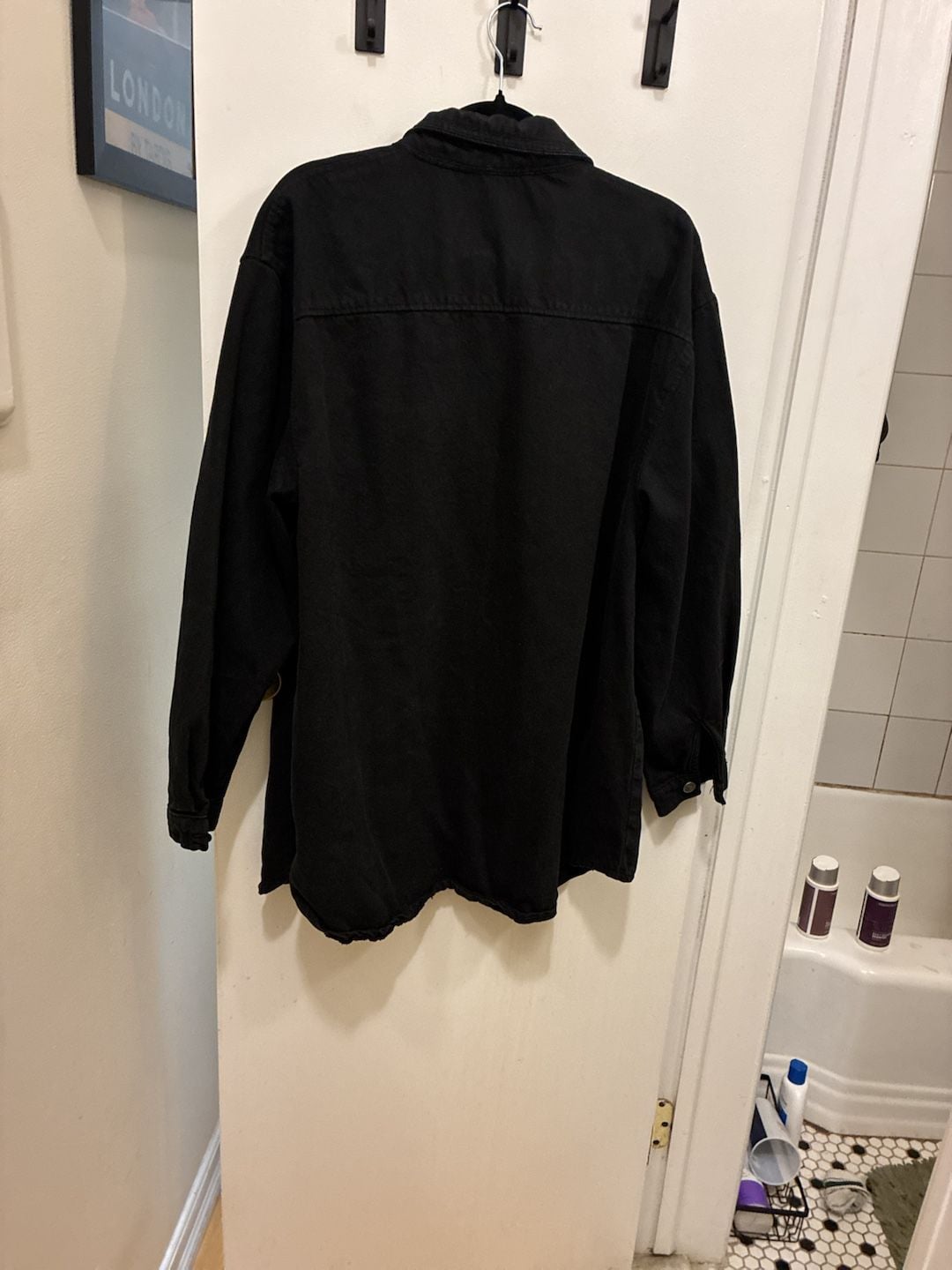 Nasty Gal Black Denim Oversized Shirt US 8 7