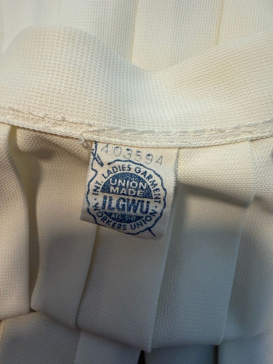 Vintage ILGWU Pleated Skirt Cream Ivory Midi Length Button Zip 7